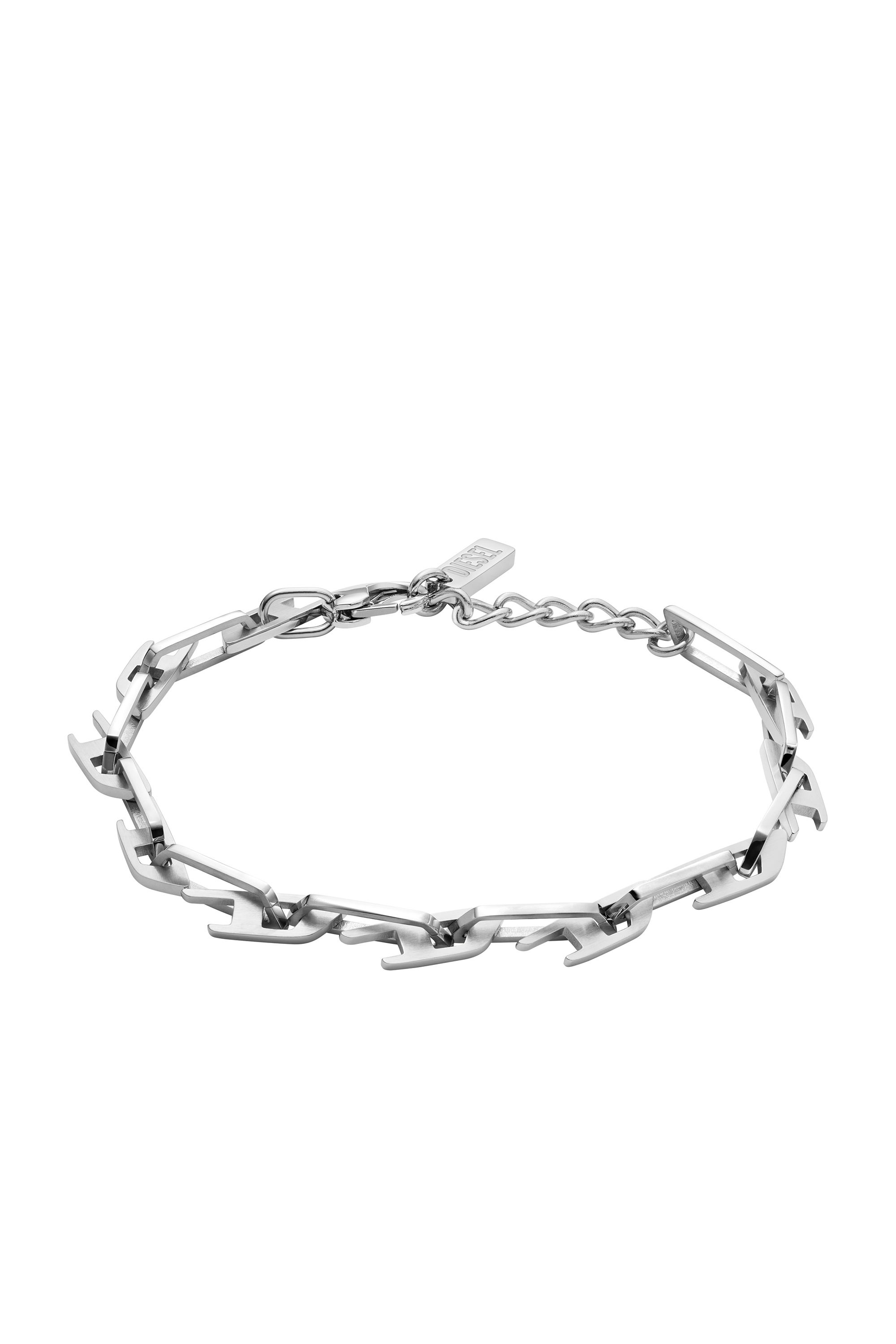 Diesel - DX1536040, Bracelet chaîne en acier inoxydable avec logo D entrelacé Mixte in Gris argenté - 1