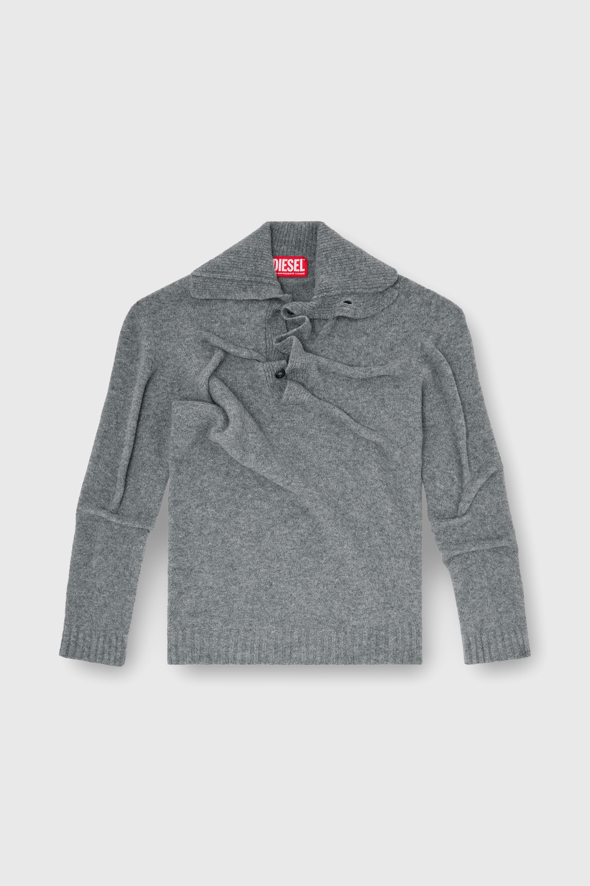 Diesel - K-ANDREW, Pull col boutonnage en maille bouillie froiss&eacute;e Homme in ToBeDefined - 2