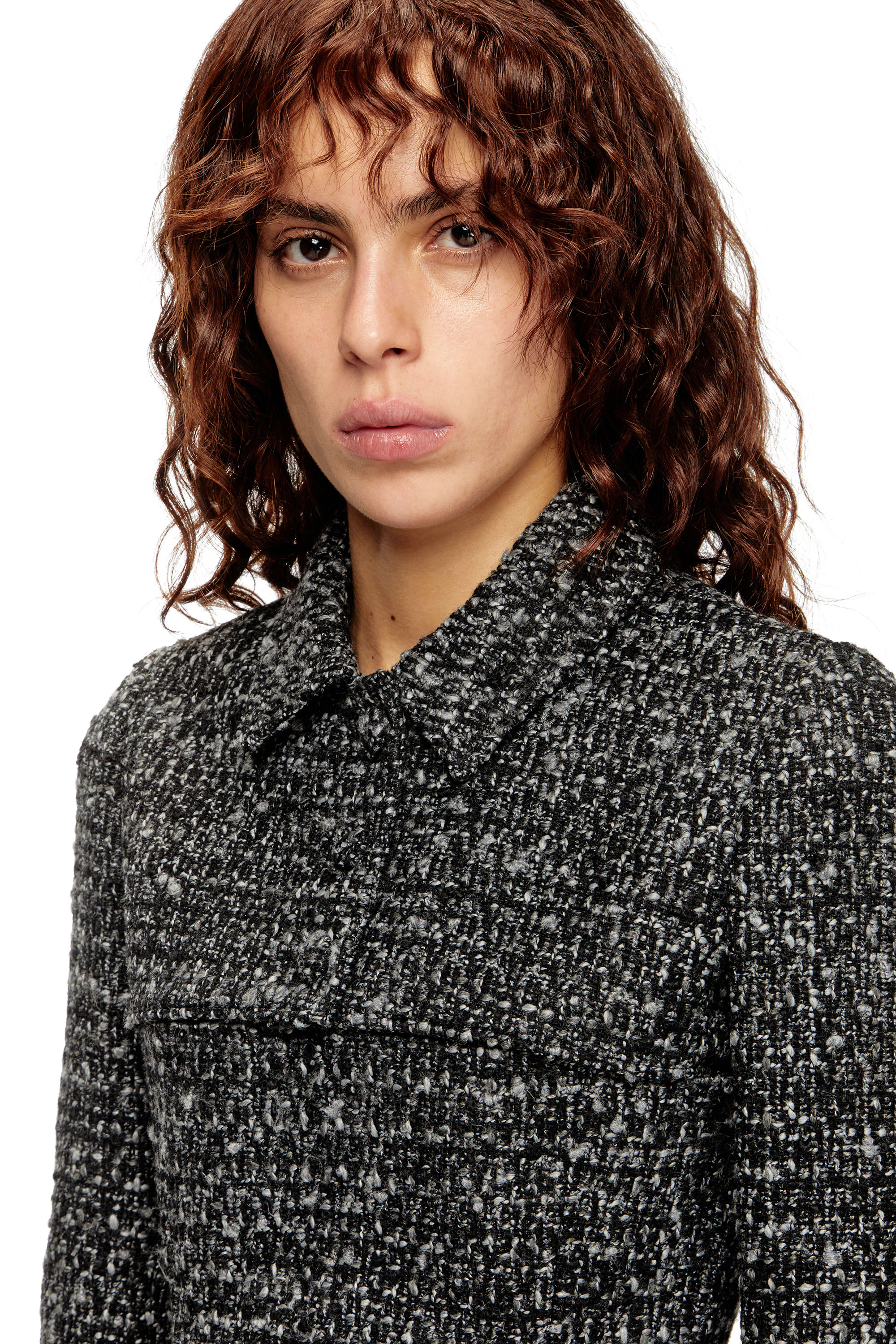 Diesel - G-ANNE, Blouson bouclé à ourlet ultra-court Femme in Noir - 5