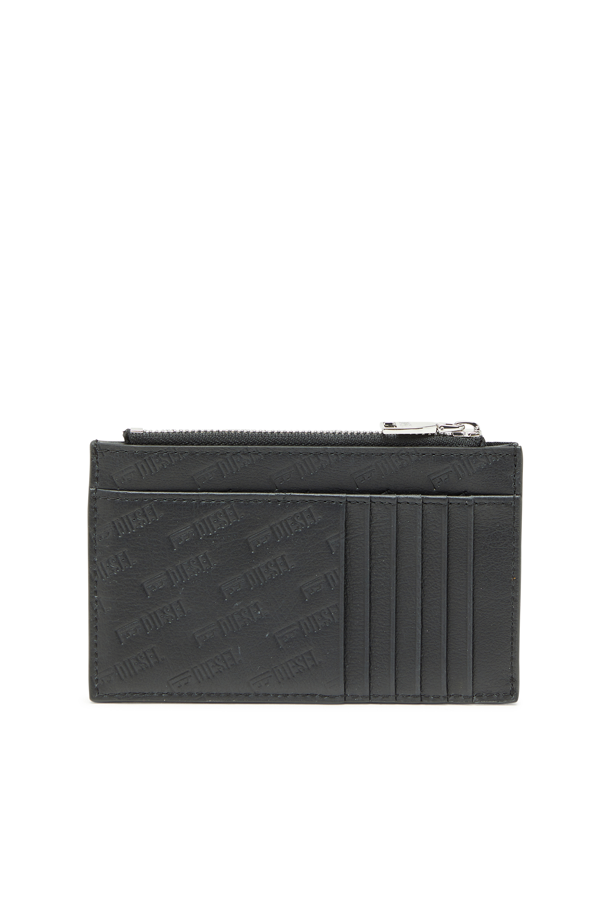 Diesel - MONOGRAM CARD CASE VI, Porte-cartes en cuir emboss&eacute; avec poche zipp&eacute;e Homme in Noir - 2
