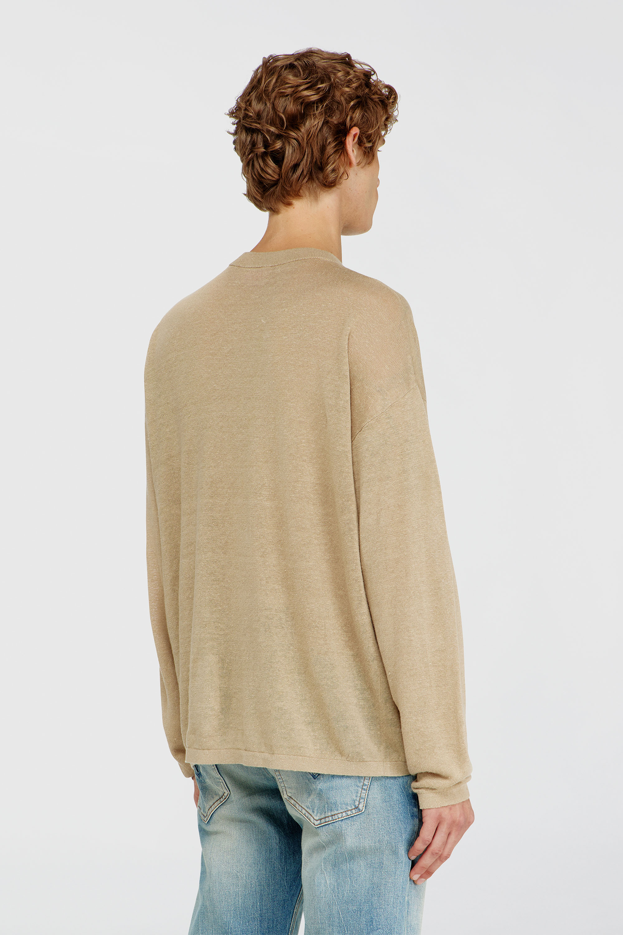 Diesel - K-ARMINS, Pull en lin avec imprim&eacute; Phoenix d&eacute;lav&eacute; Homme in Beige - 4