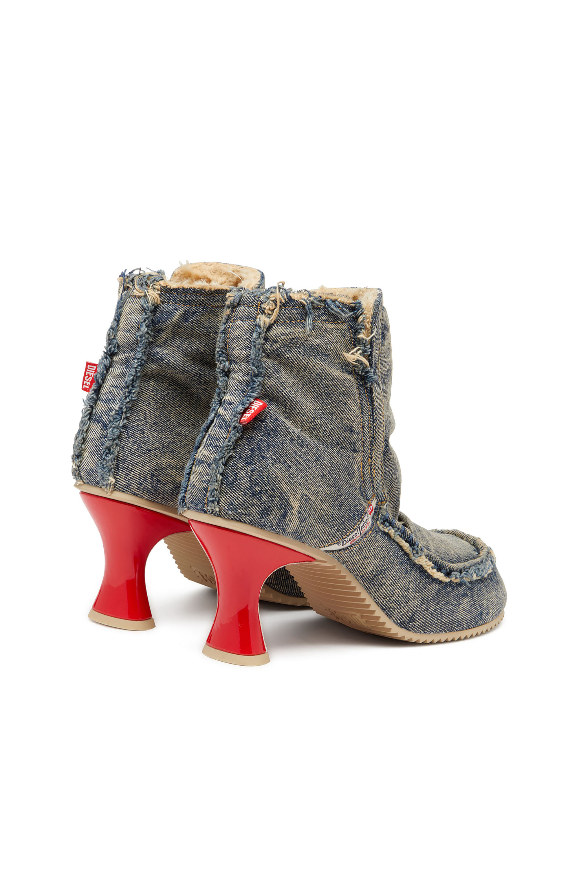 Diesel - D-WOODSTOCK HEEL AB, D-Woodstock - Bottes en denim à talon Femme in Bleu - 4
