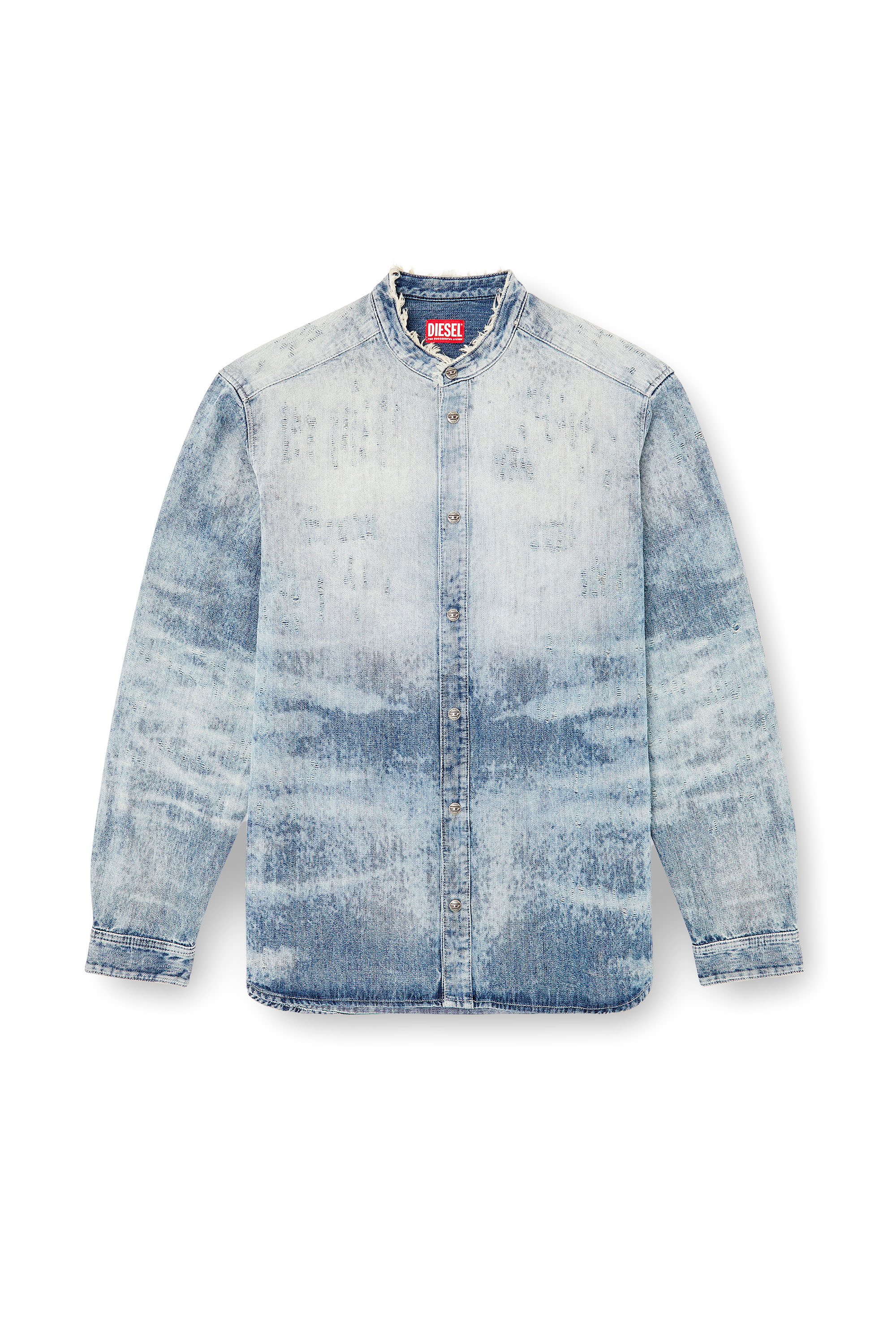 Diesel - D-SIMP-FSH, Chemise en denim nid d'abeille effet vieilli Homme in Bleu - 3