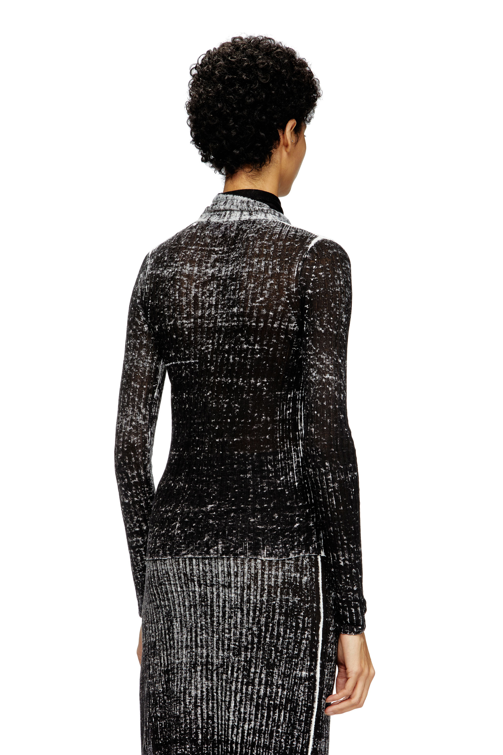 M-ELAN, Noir Diesel - M-ELAN, Pull en lin avec encolure trou de serrure et nœud Femme in Noir - 4