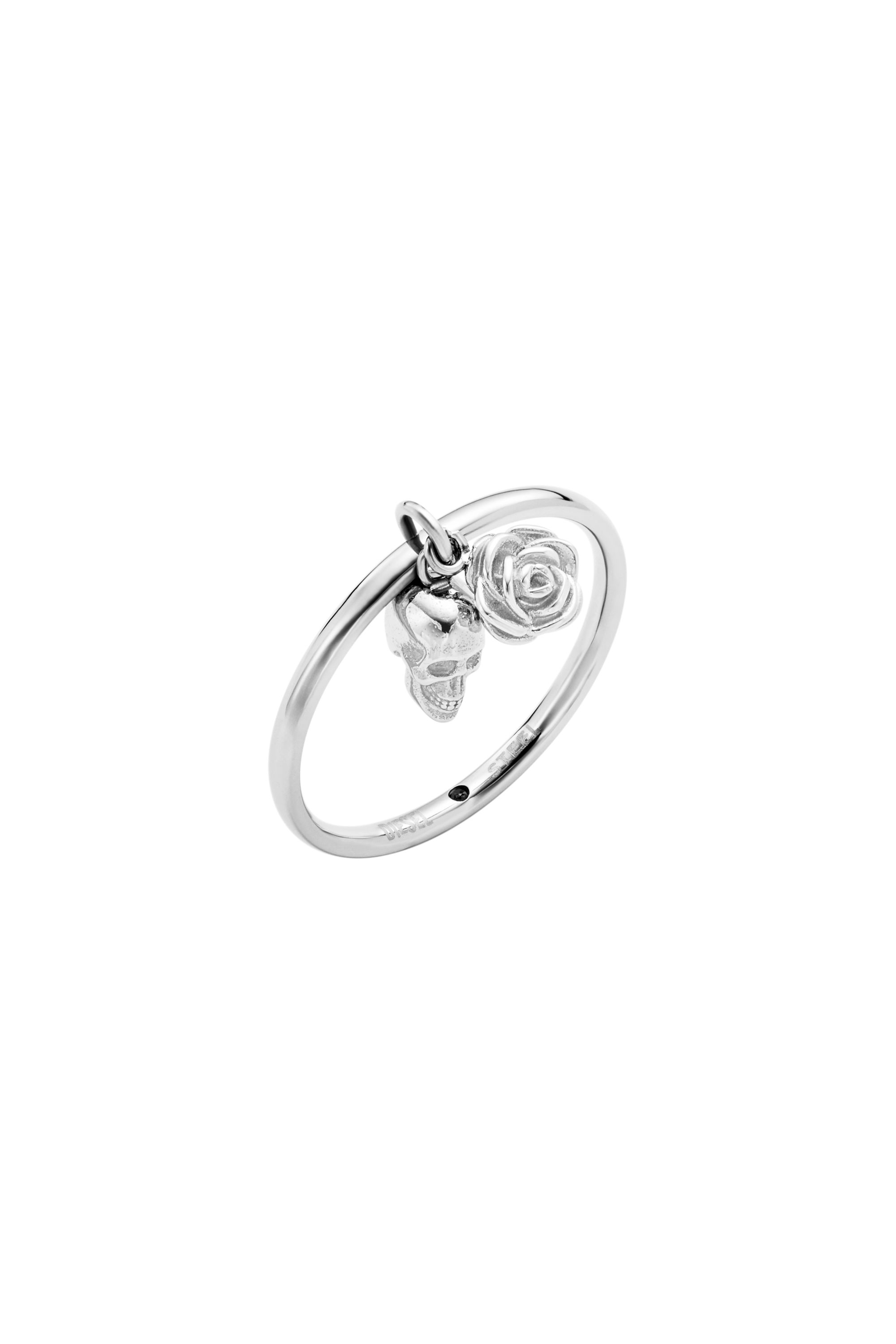Diesel - DX1602040, Bague à breloque crâne en acier inoxydable Mixte in Gris argenté - 1