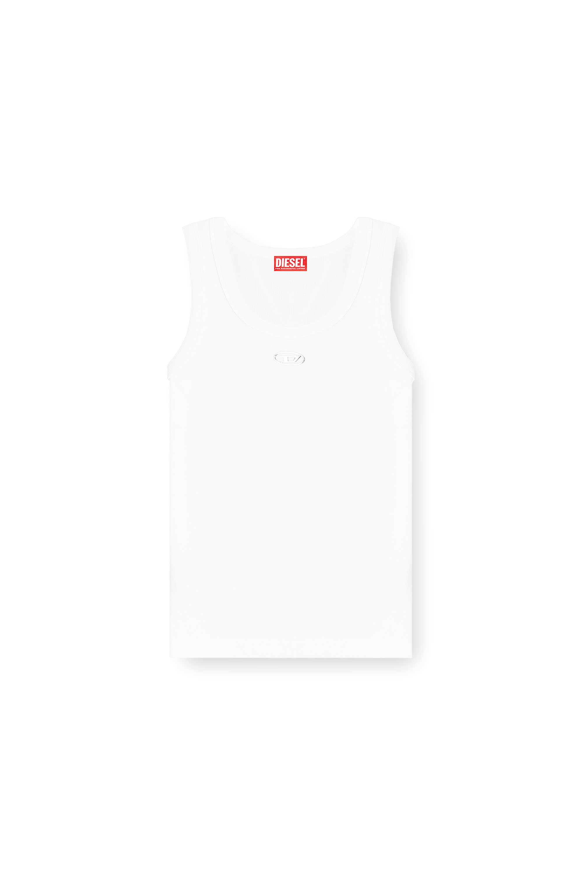 Diesel - T-ANKI-OD, D&eacute;bardeur ajust&eacute; c&ocirc;tel&eacute; avec Ovale D m&eacute;tallique Femme in Blanc - 2