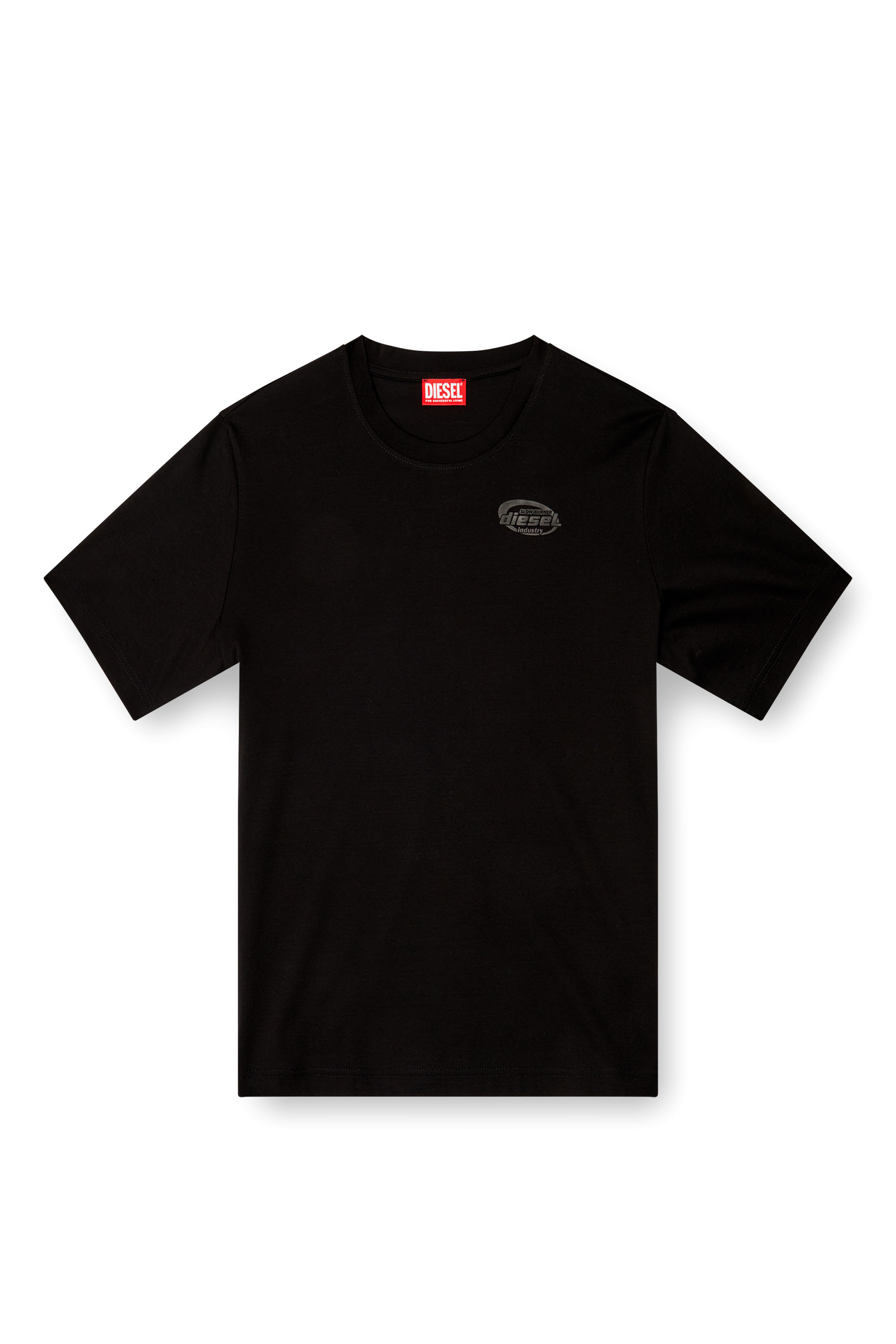 Diesel - T-MADJUST-R2, T-shirt en coton mercerisé avec logo ton sur ton Homme in Noir - 3