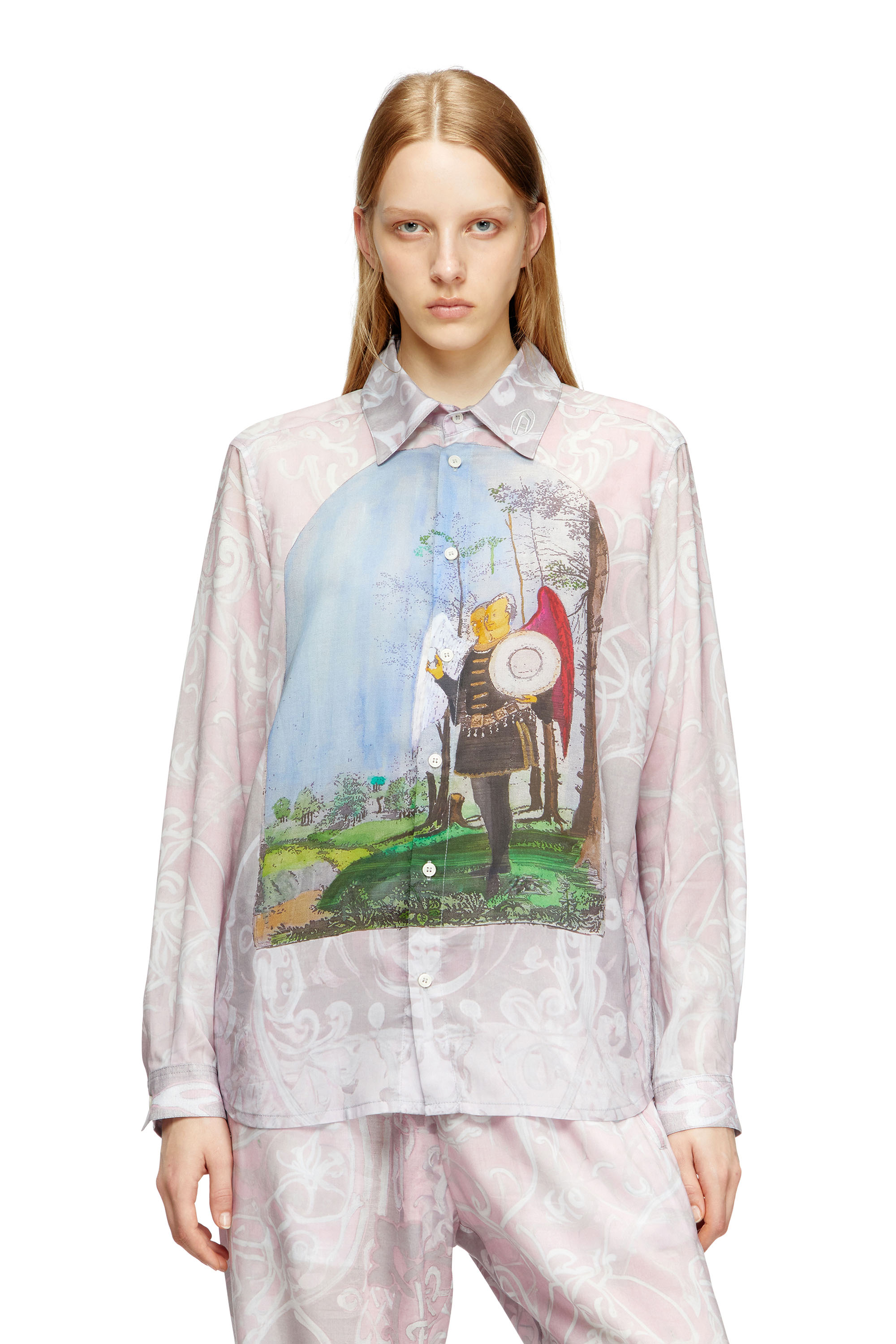 Diesel - S-SIMPLY-A-AJFW, Chemise avec imprimé médiéval Mixte in Rose - 5