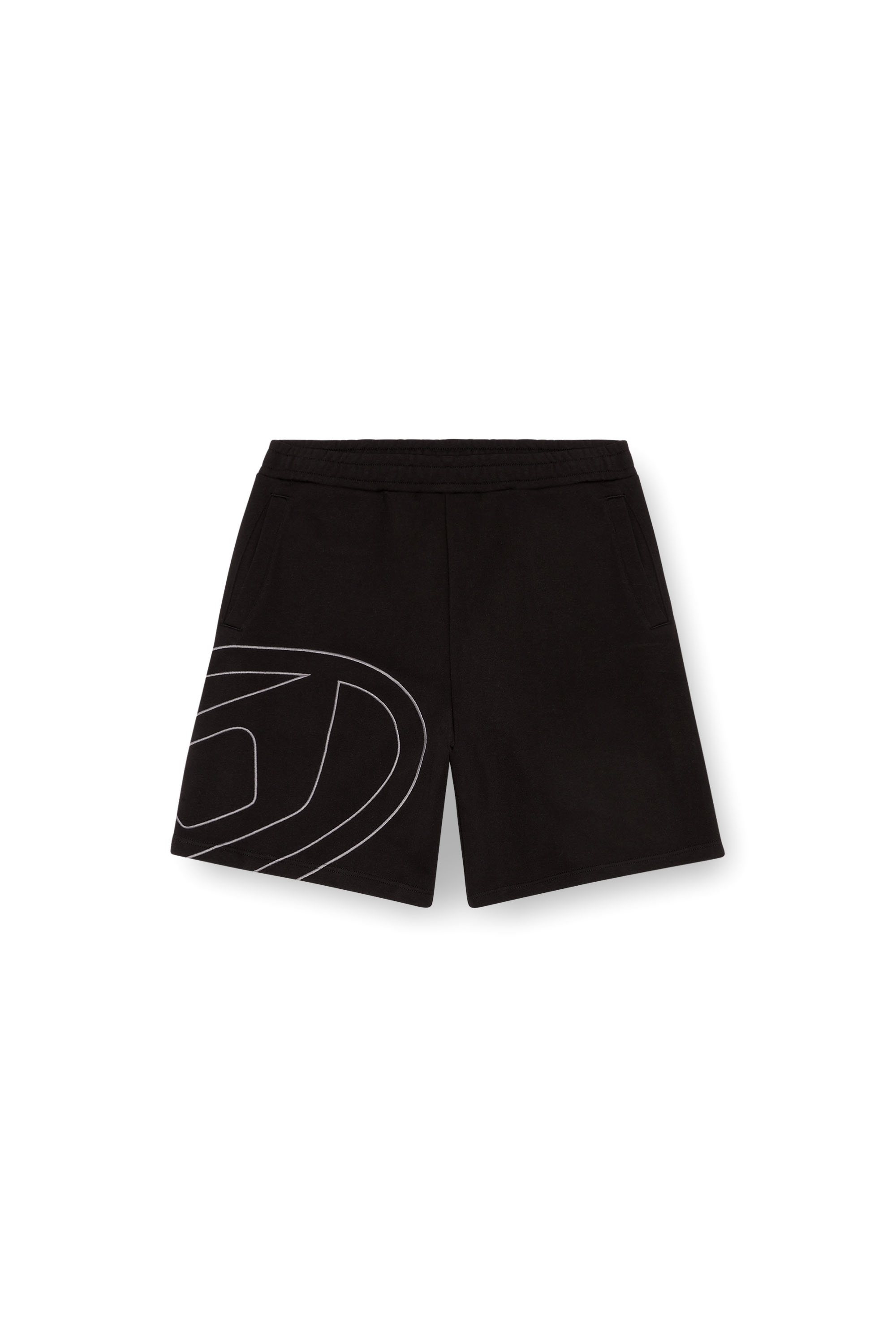 Diesel - P-CROW-MEGOVAL, Man's Sweat shorts with maxi D logo in Black - 3