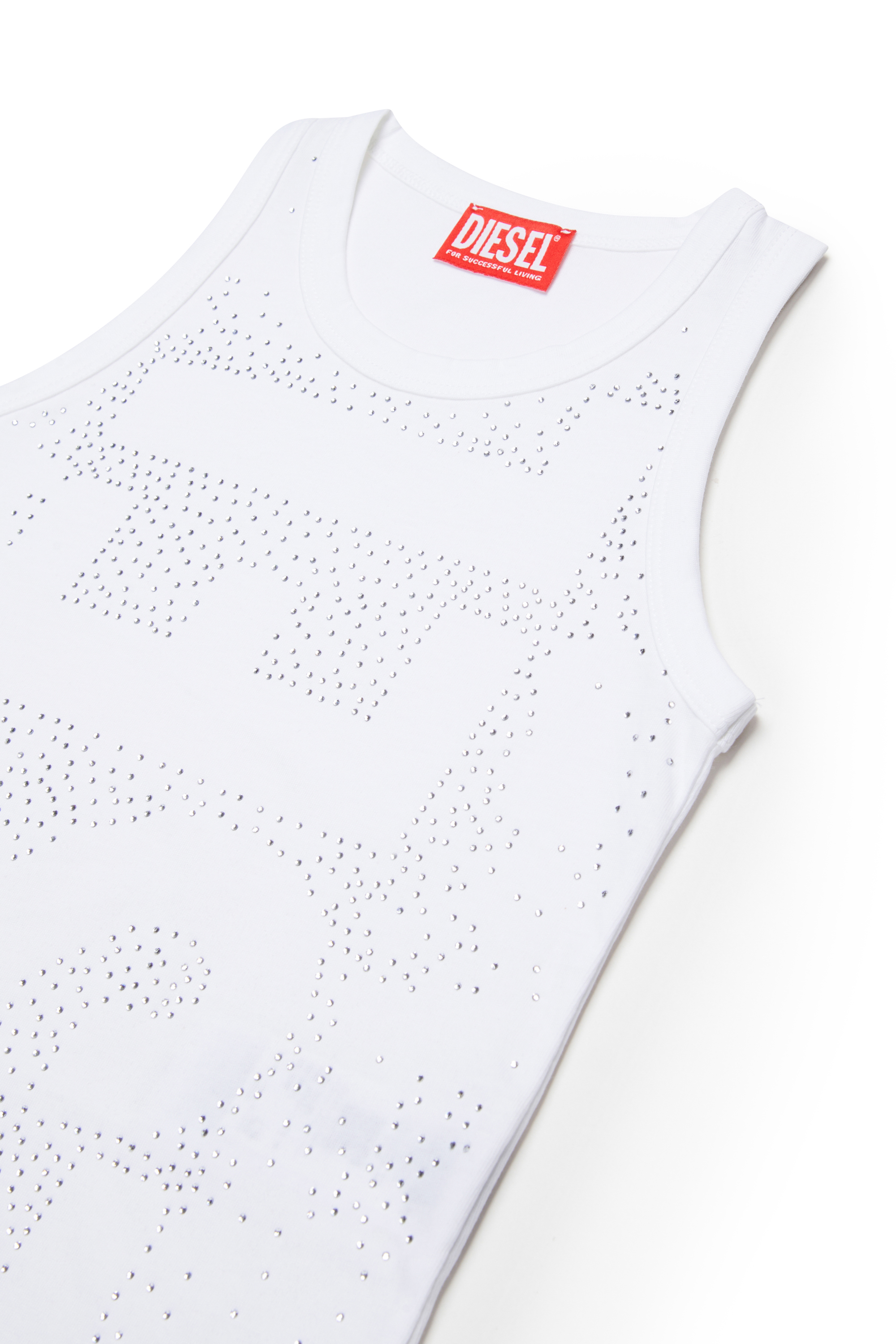 Diesel - TSTUDS, Woman's Tank top with studded logo in White - 3