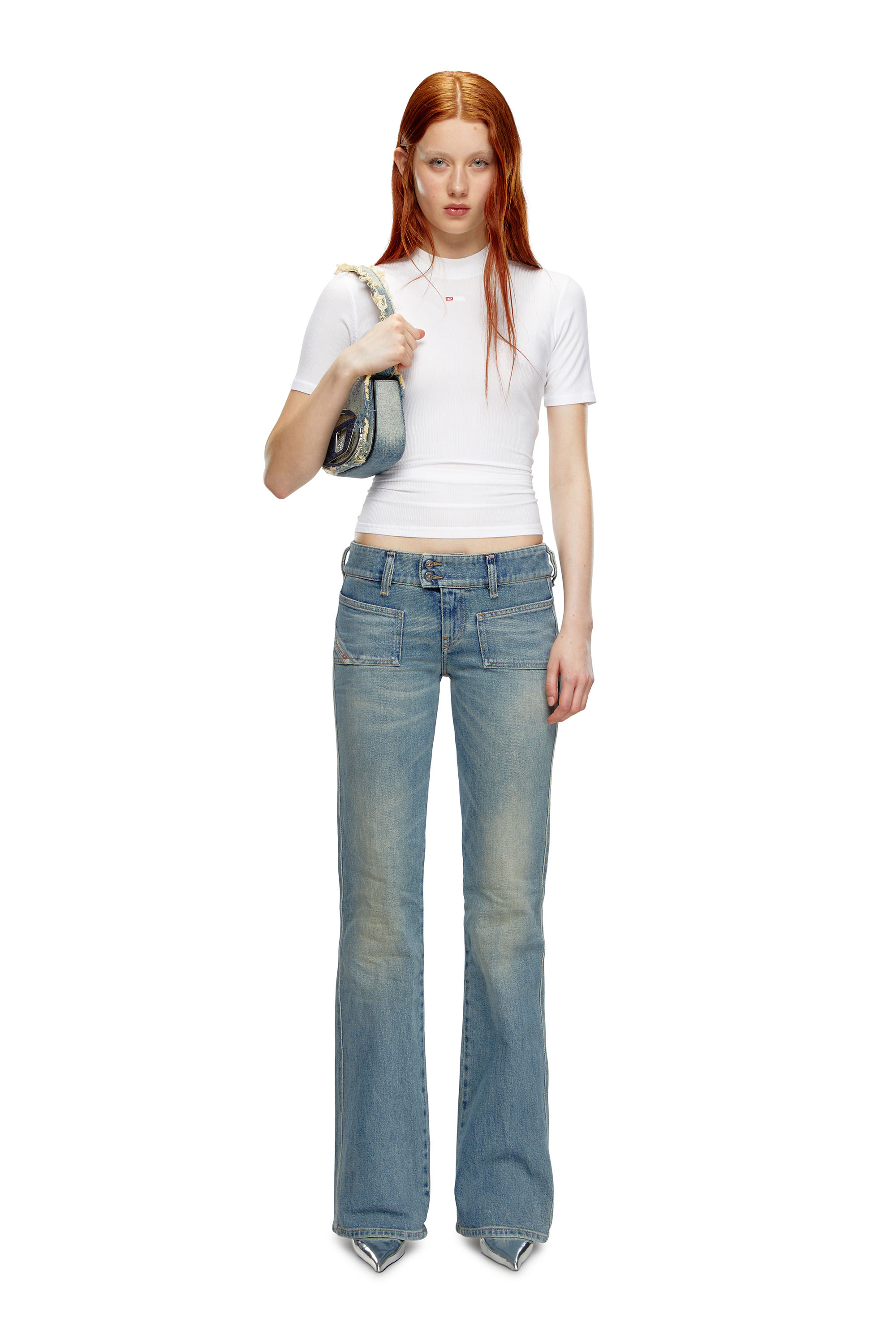 Diesel - Bootcut and Flare Jeans D-Hush 09J55, Bleu Clair - Image 1