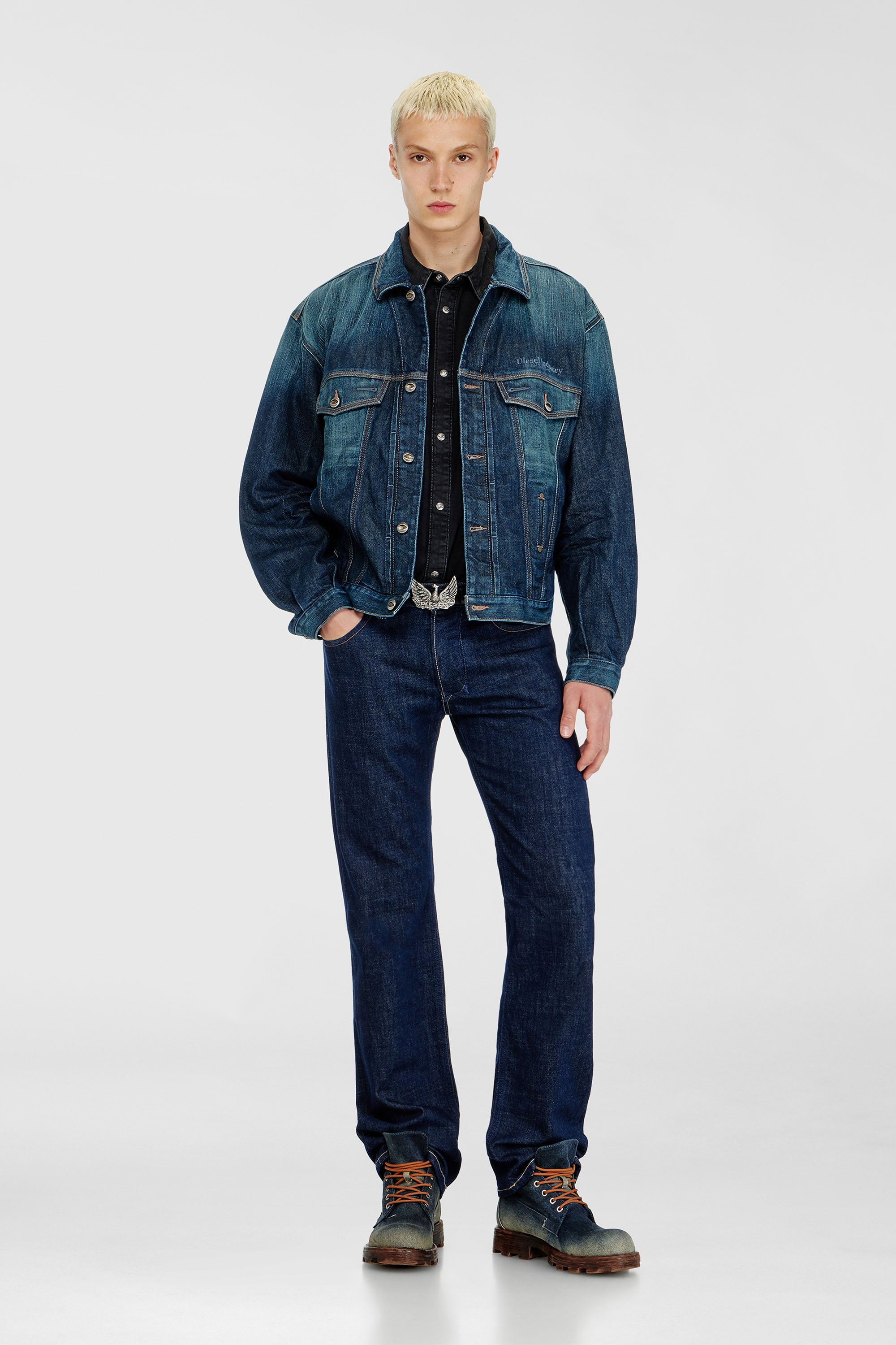 Diesel - D-DENVER-CL, Veste trucker en denim selvedge Mixte in Bleu - 2