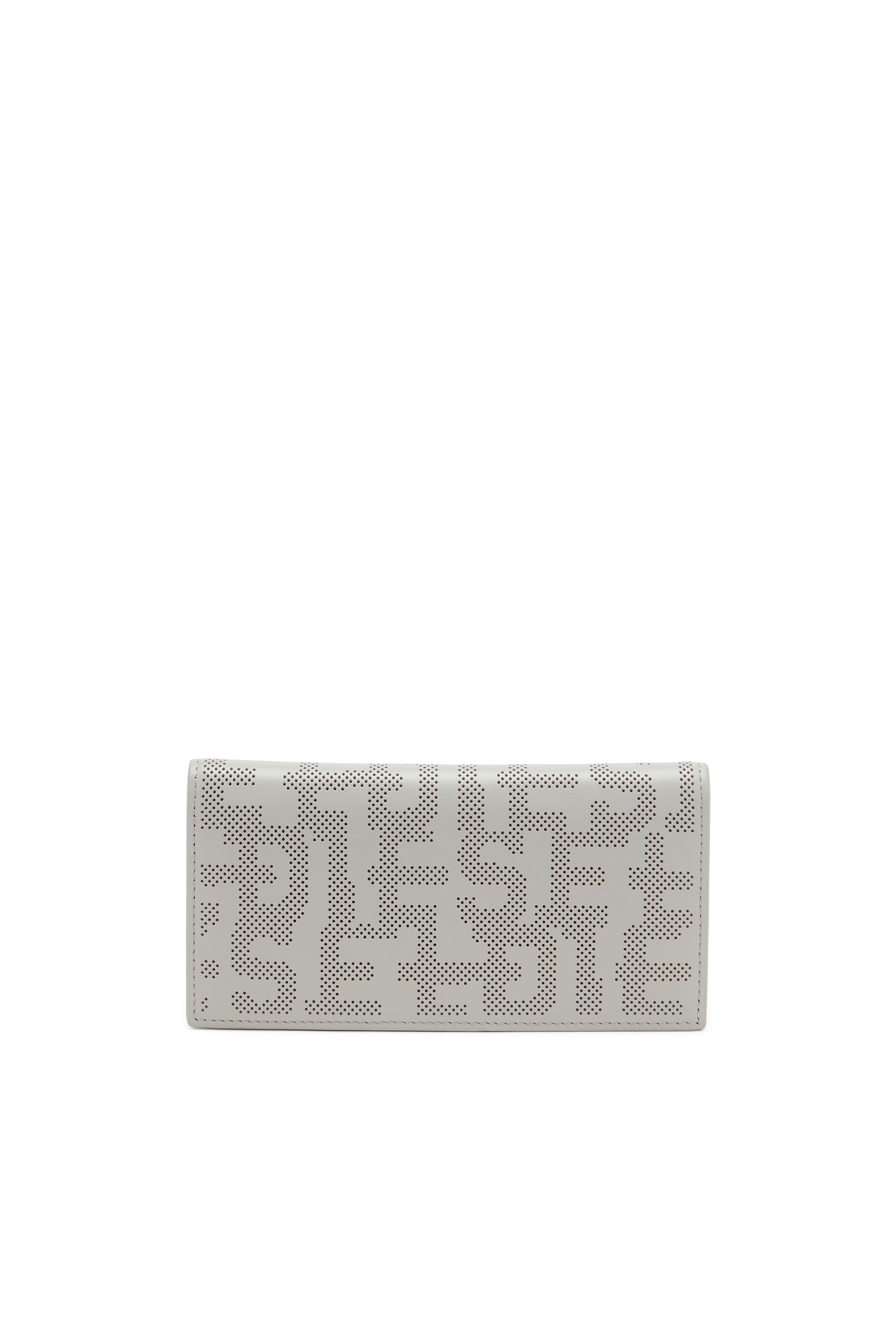 Diesel - CONTINENTAL ZIP DETACHABLE COIN CASE, Mixte Portefeuille Continental en cuir perforé avec logo in Gris - Image 1