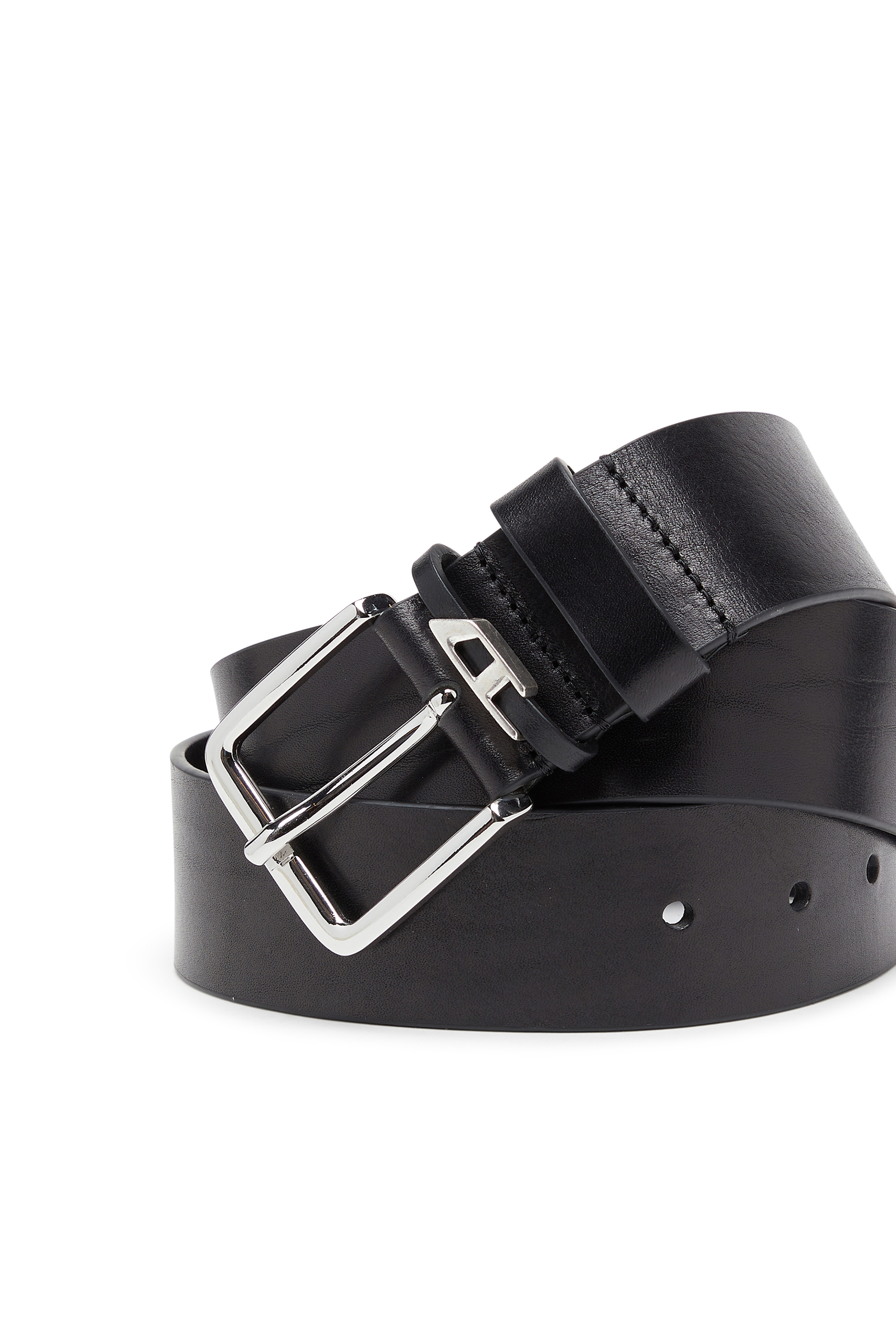 Diesel - B-D LOOP, 4 cm ceinture en cuir froiss&eacute; Homme in Noir - 3