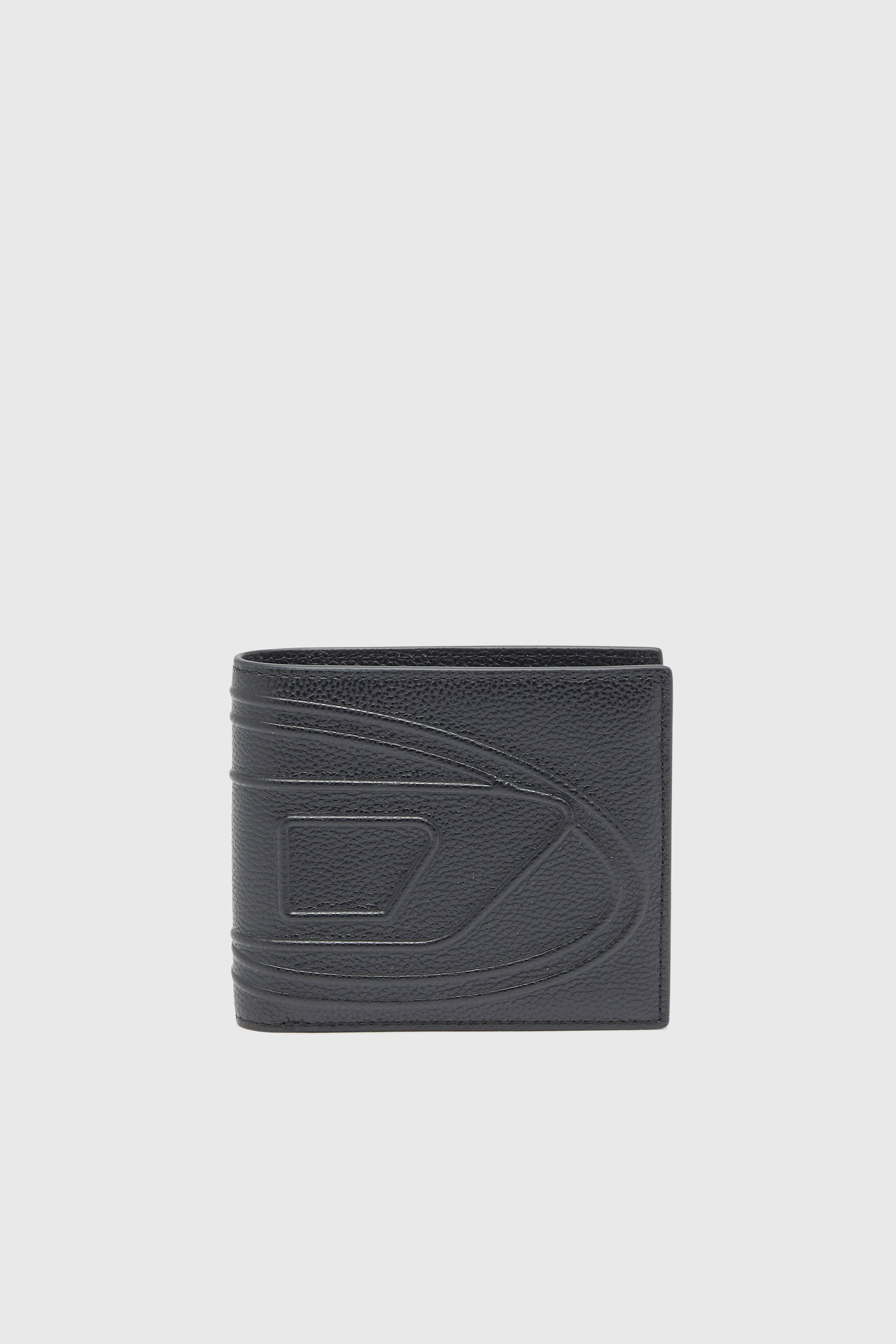 Diesel - 1DR 2.0 BI-FOLD COIN 3D, Portefeuille &agrave; deux volets en cuir grain&eacute; Homme in Noir - 1