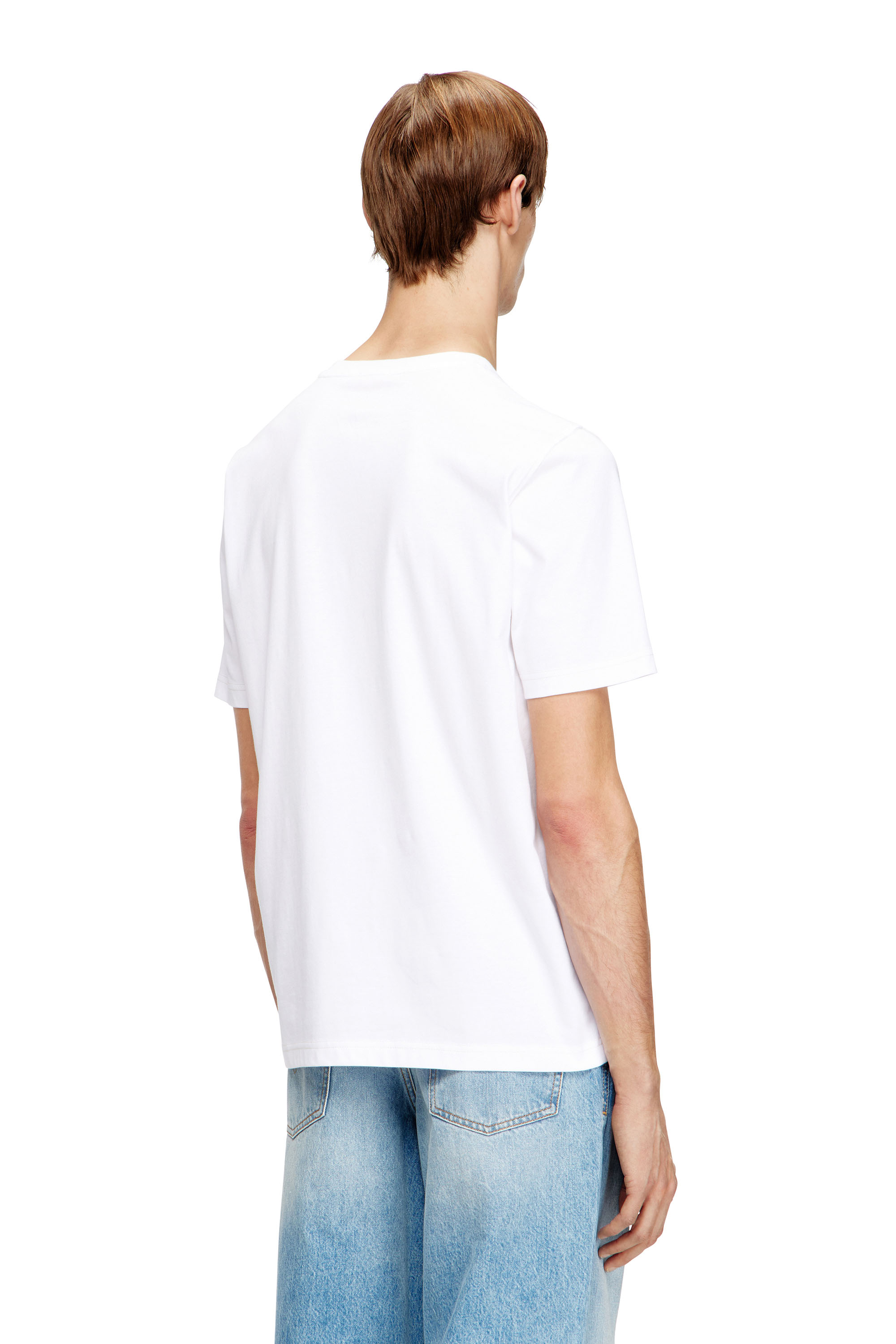 Diesel - T-ADJUST-V5, T-shirt en coton classique avec impression en relief Homme in Blanc - 4