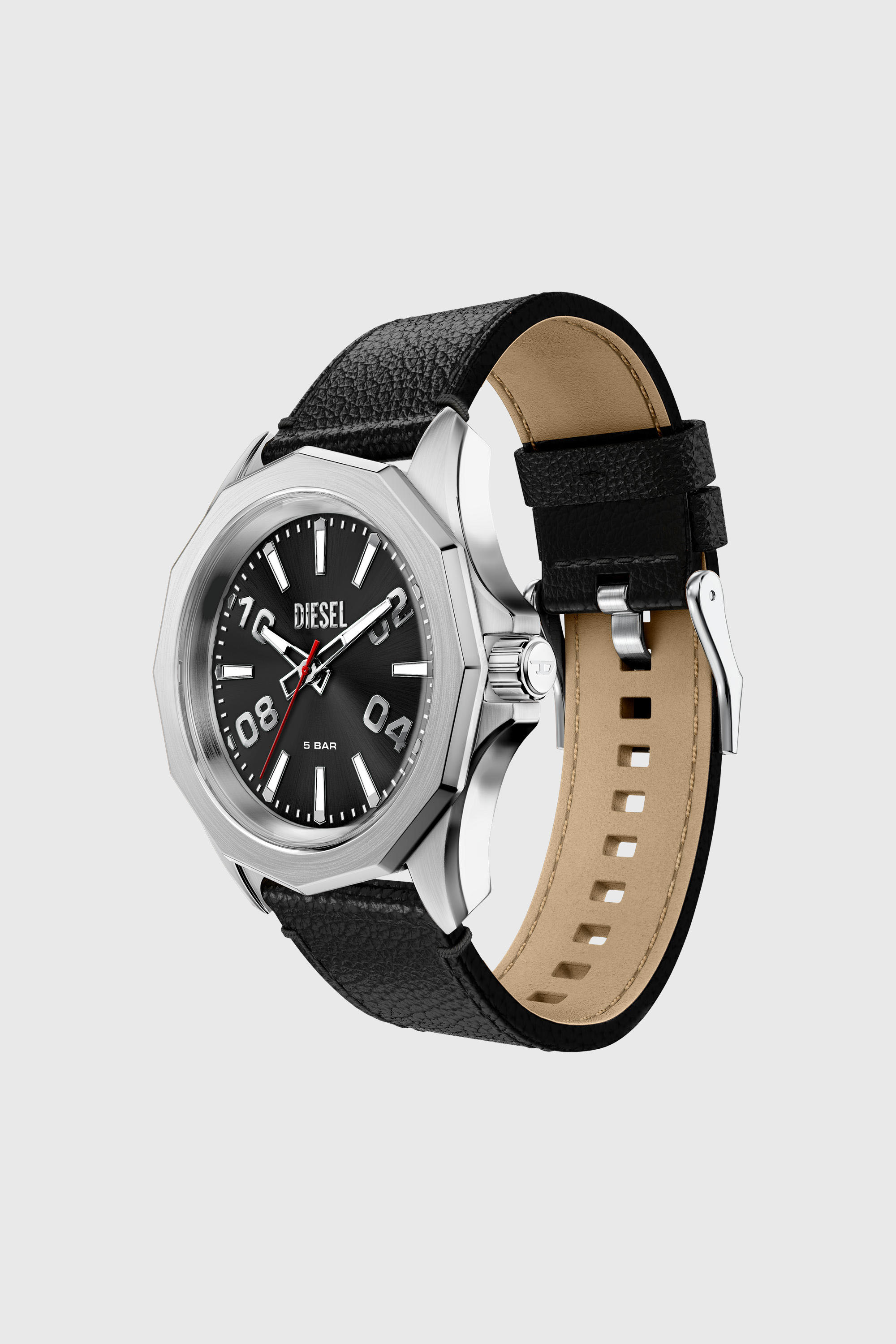 Diesel - DZ2248 WATCH, Montre Stinger avec bracelet en cuir noir Homme in Noir - 5