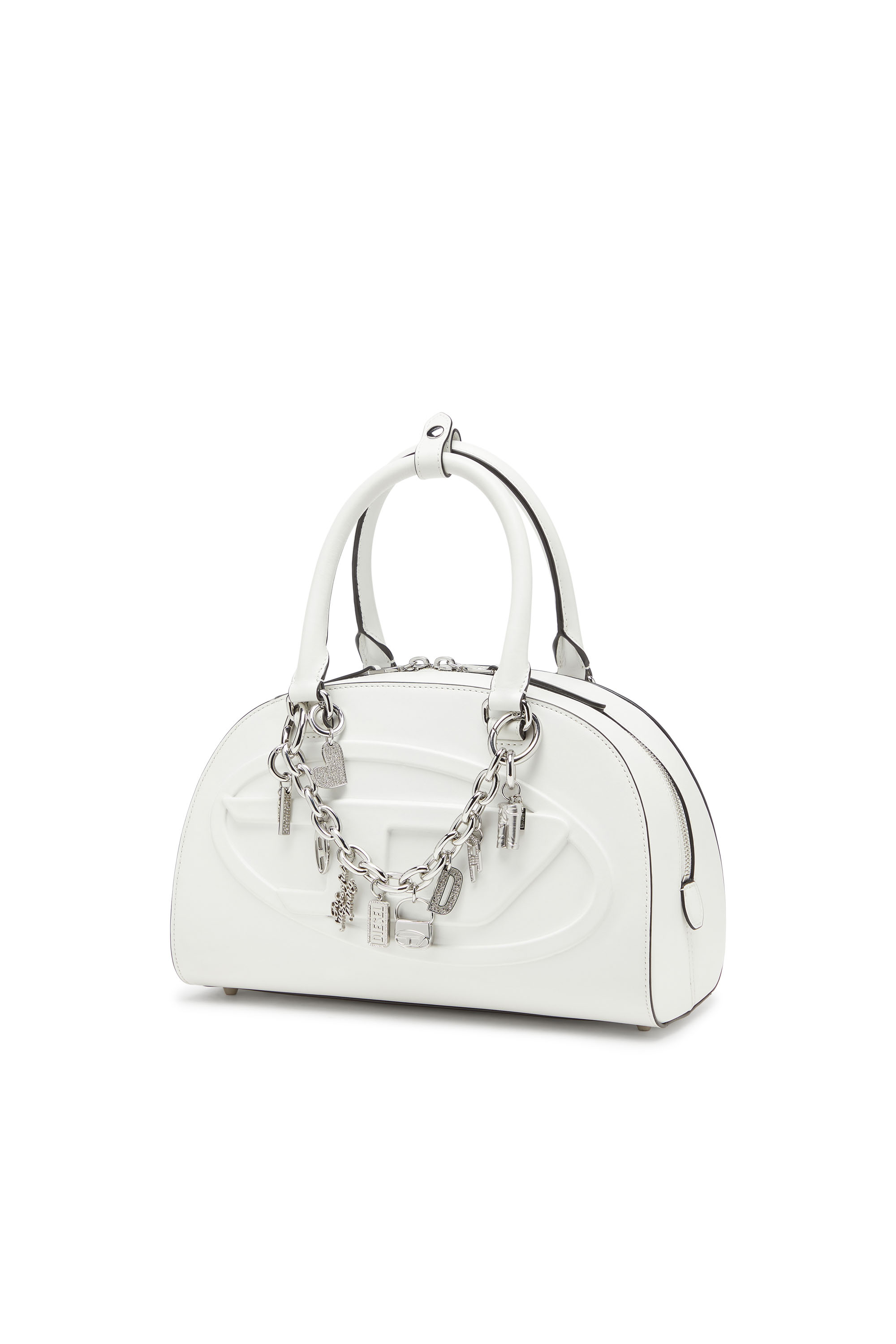 Diesel - CHARM-HEART, Breloque cœur en métal avec strass Femme in Gris argenté - 3