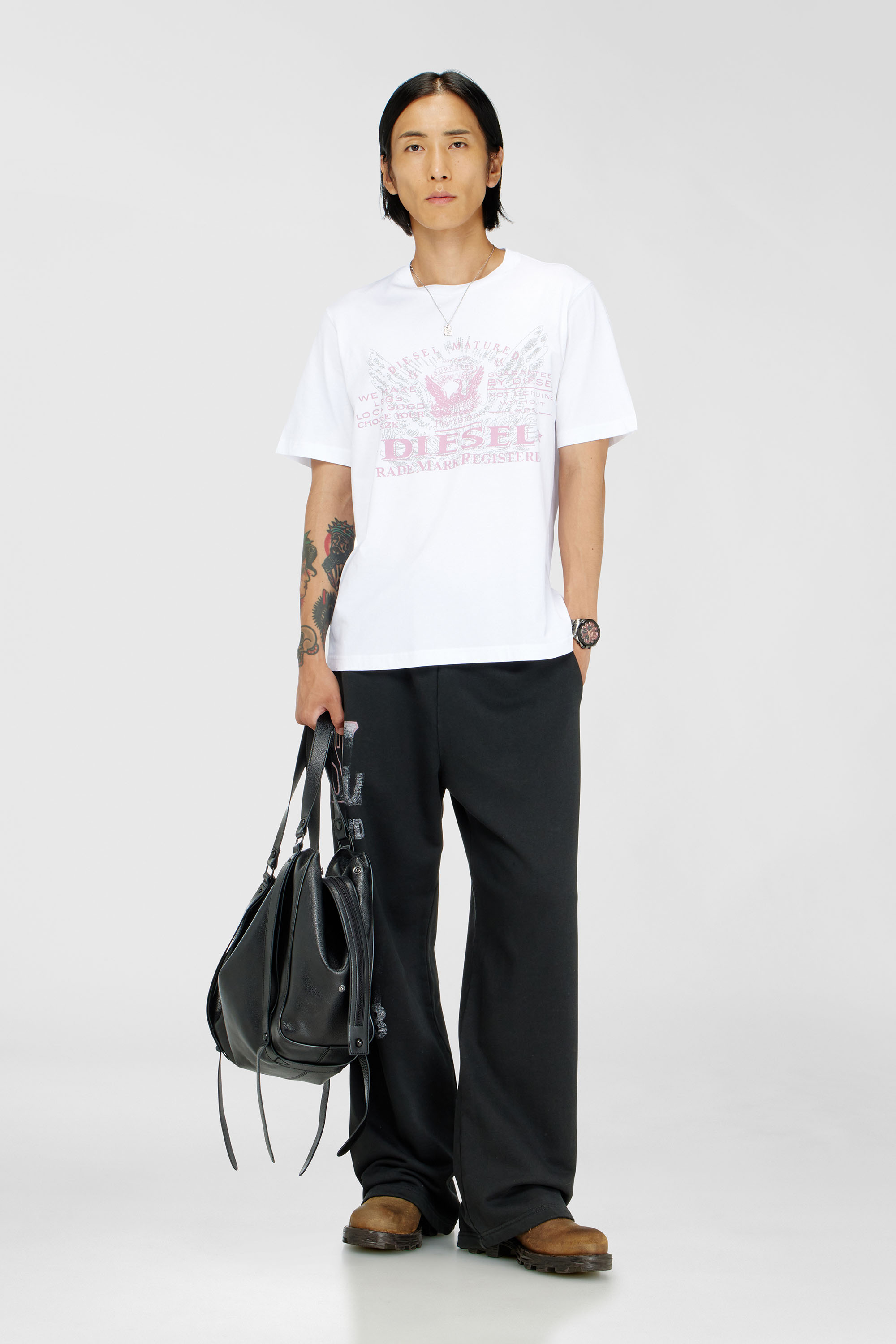 Diesel - T-JUST-FENIX-T92, T-shirt en coton avec imprim&eacute; graphique Homme in Blanc - 2