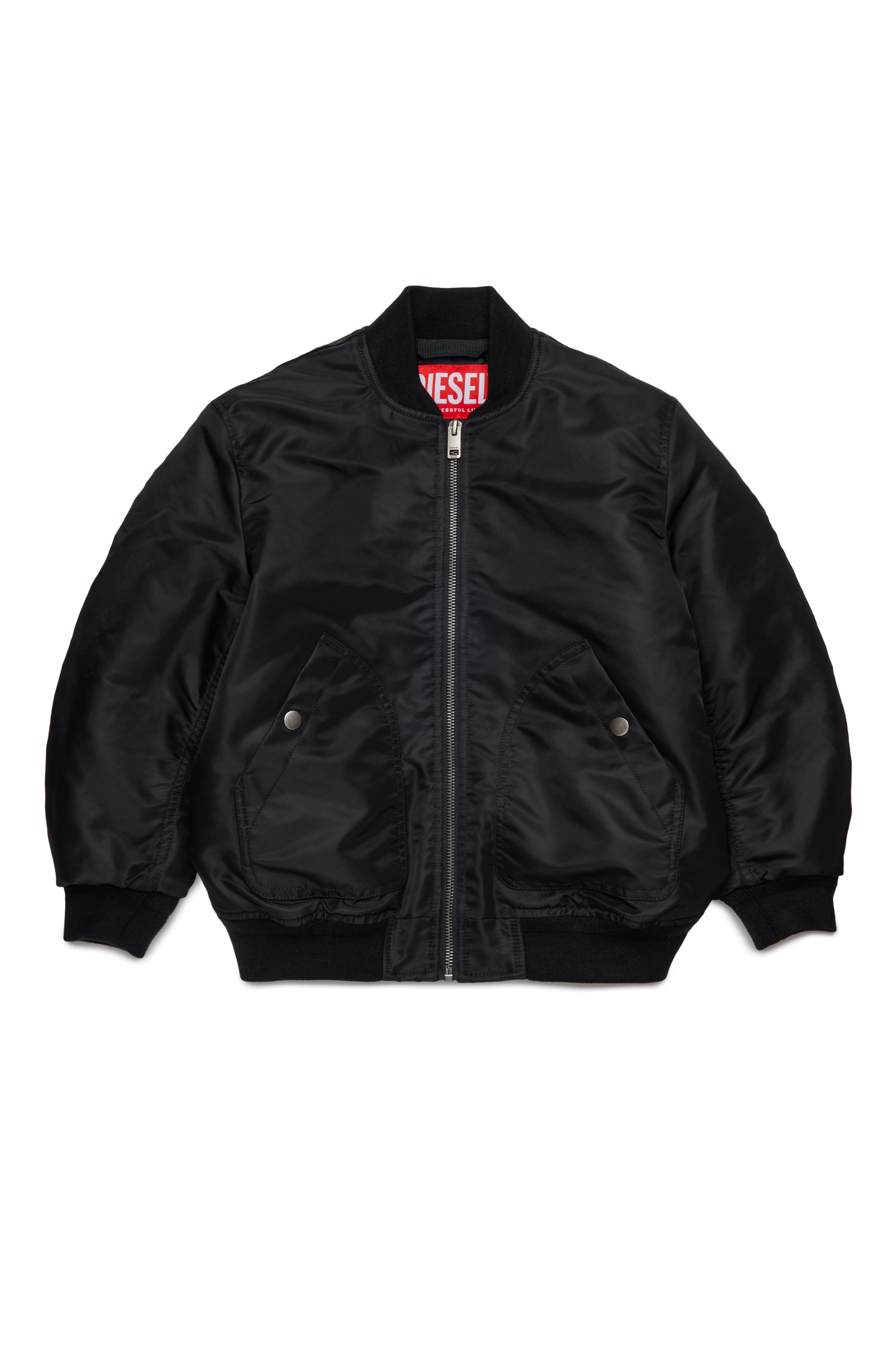Diesel - JHELD, Blouson bomber en nylon avec logo brodé Homme in Noir - 1