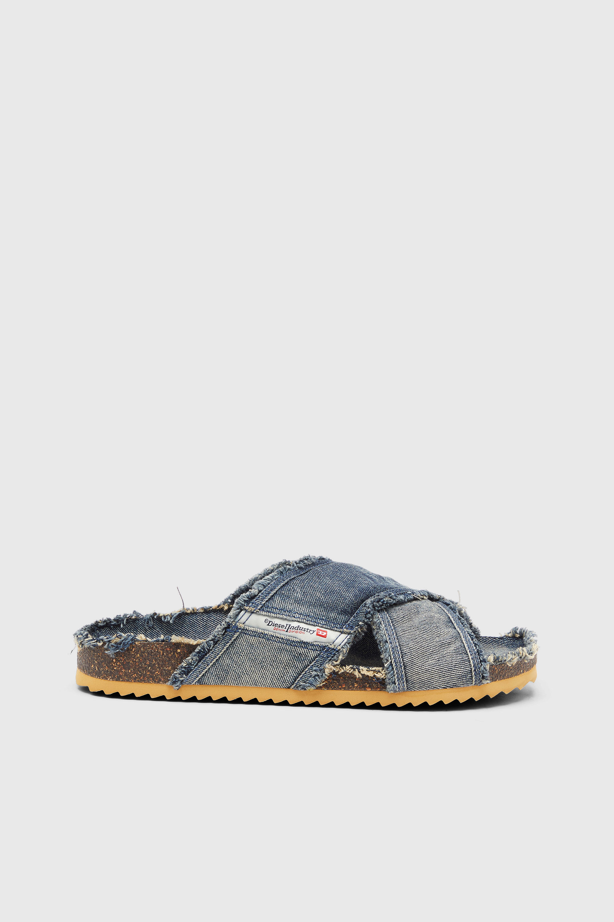 Diesel - D-WOODSTOCK CROSS, Man's D-Woodstock-Crossover slides in frayed denim in Medium blue - 1