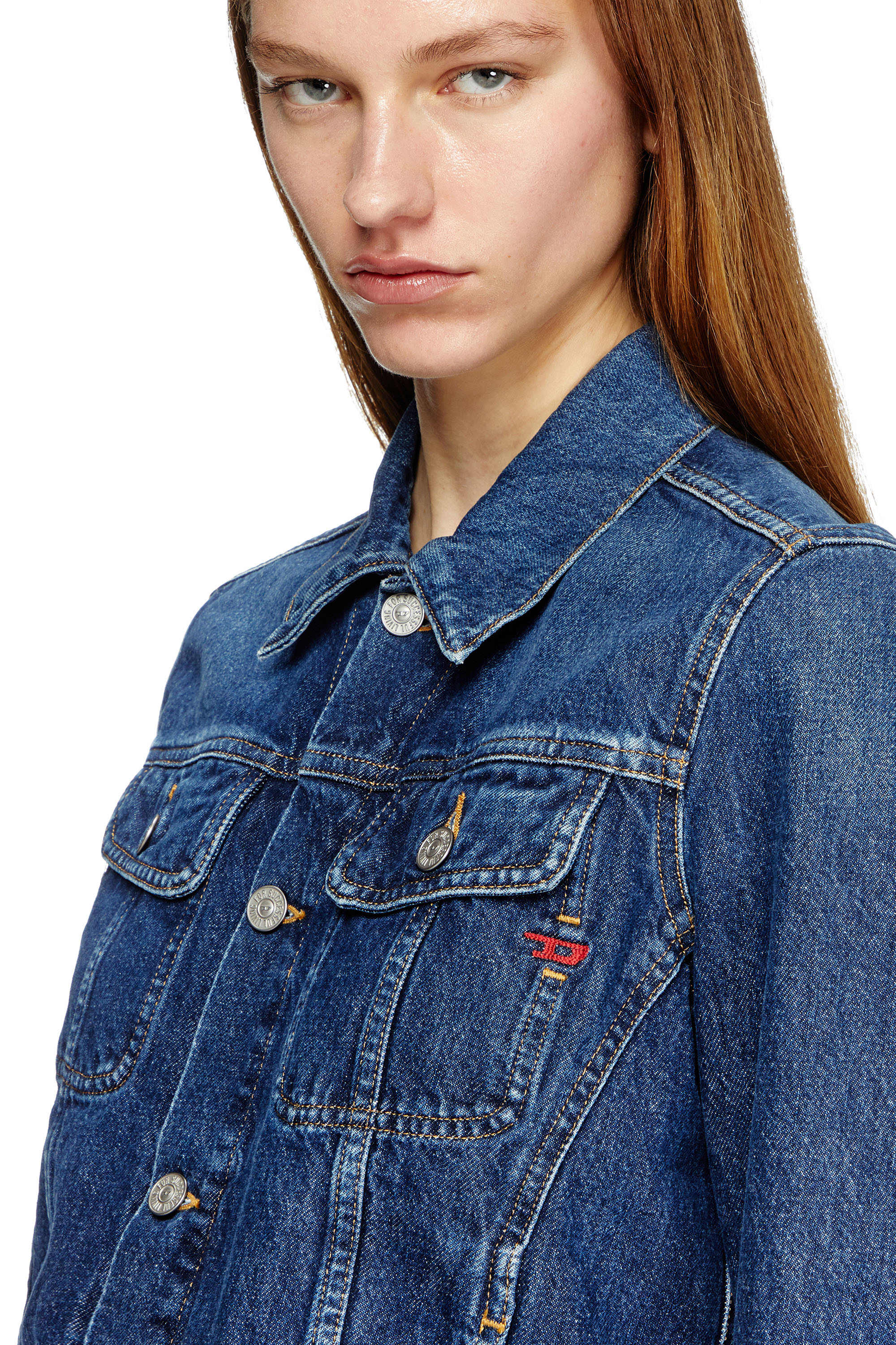 Diesel - DE-BONNY, Veste trucker en denim Femme in Bleu - 5