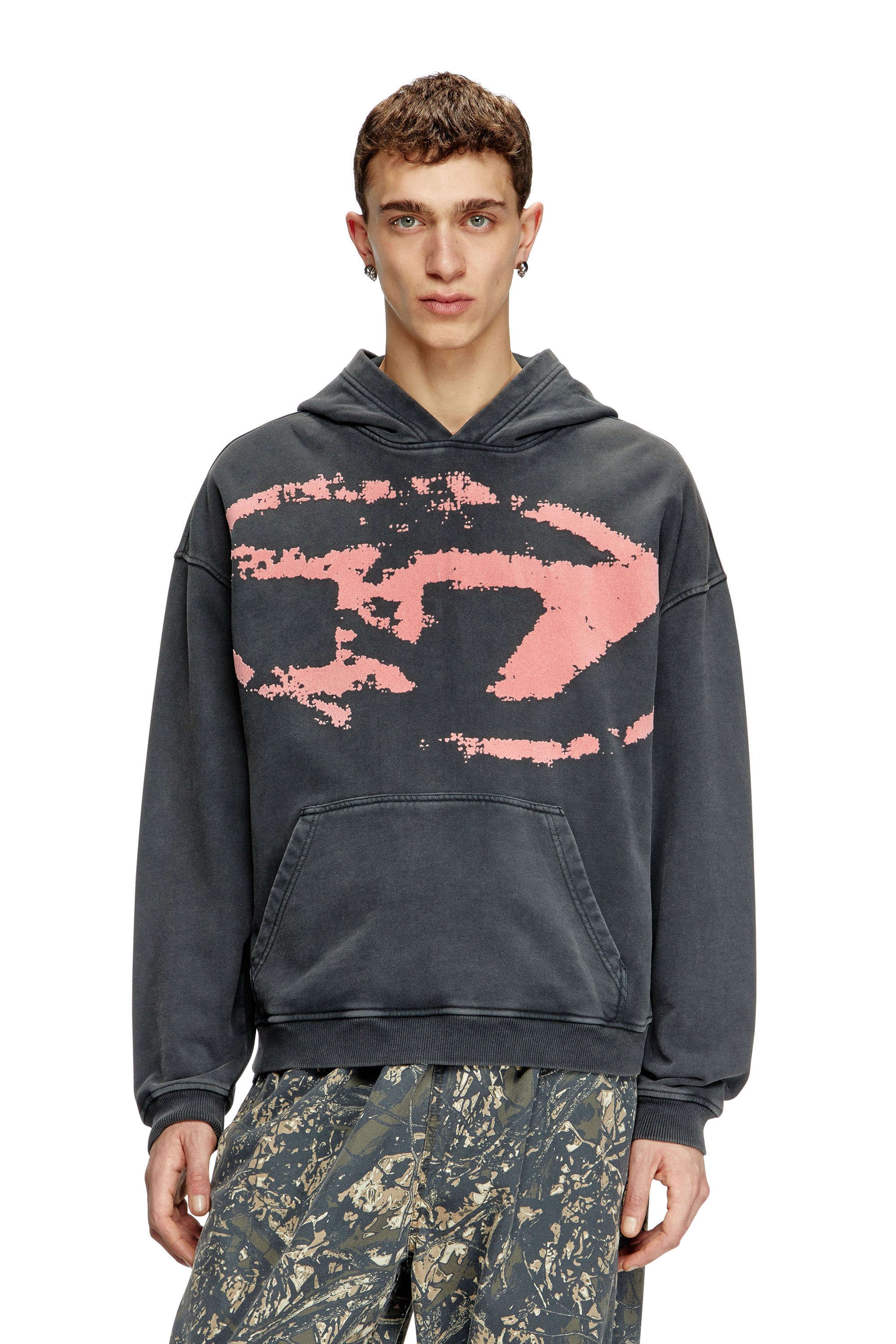 Diesel - S-BOXT-HOOD-R10, Sweat-shirt à capuche avec logo Oval D floqué Homme in Noir - 1