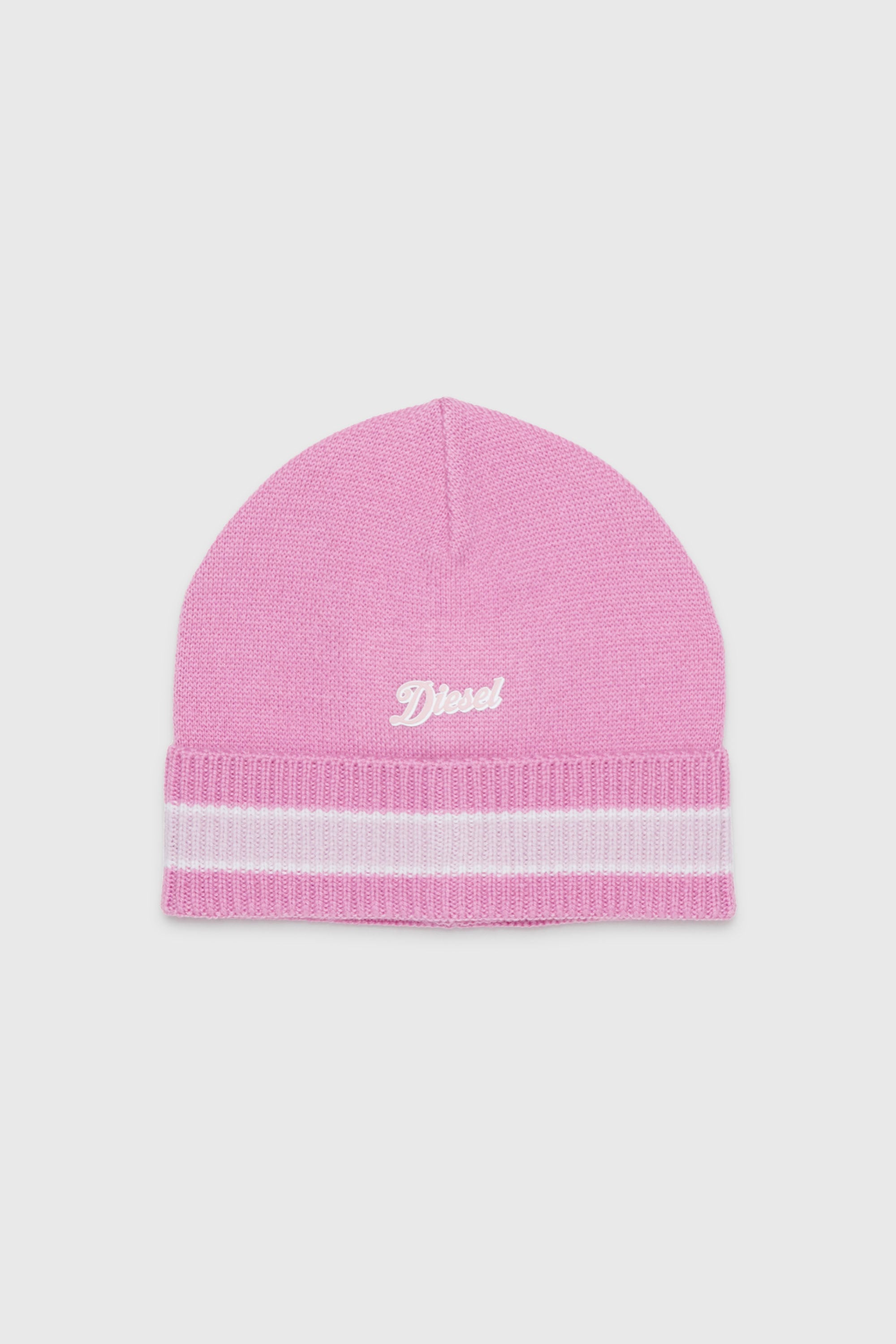 Diesel - FMOB, Bonnet ray&eacute; en m&eacute;lange de laine Mixte in Rose - 1