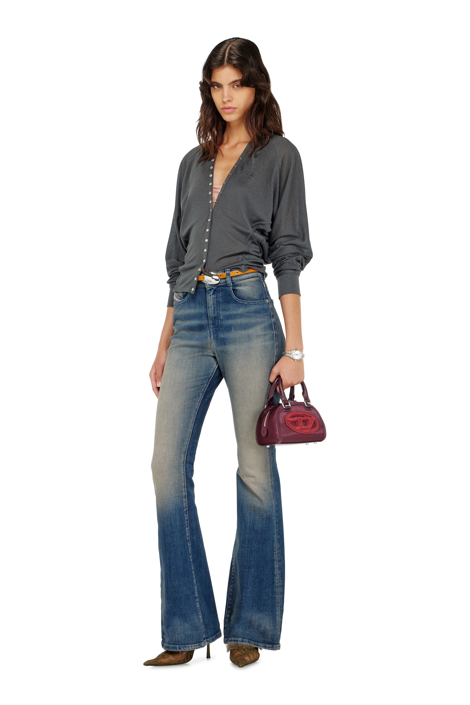 Diesel - T-ISERINA, Top cardigan en m&eacute;lange Tencel &agrave; manches chauve-souris Femme in Gris - 2