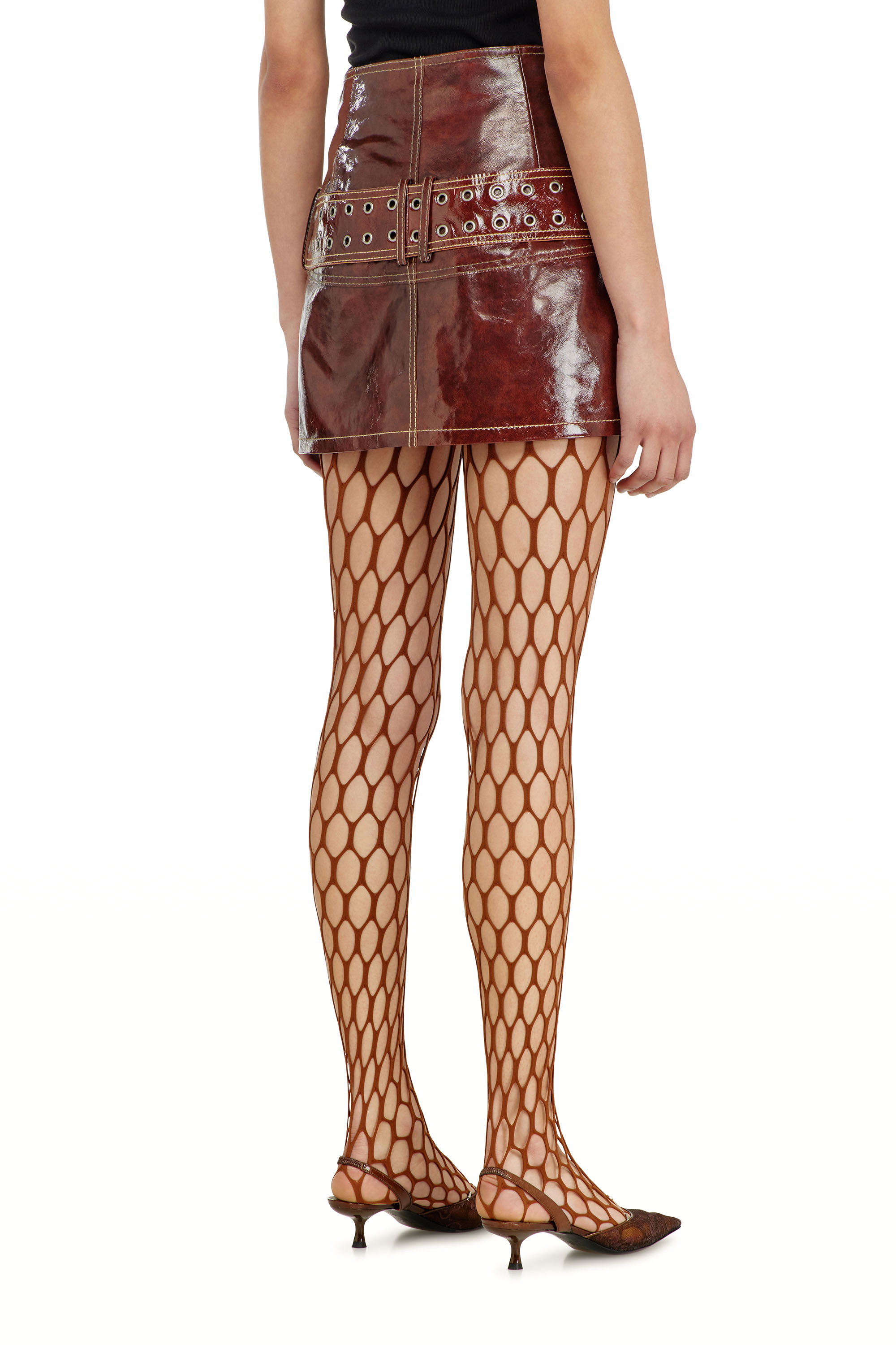 Diesel - L-EVANT, Mini-jupe en cuir verni avec ceinture Femme in ToBeDefined - 3
