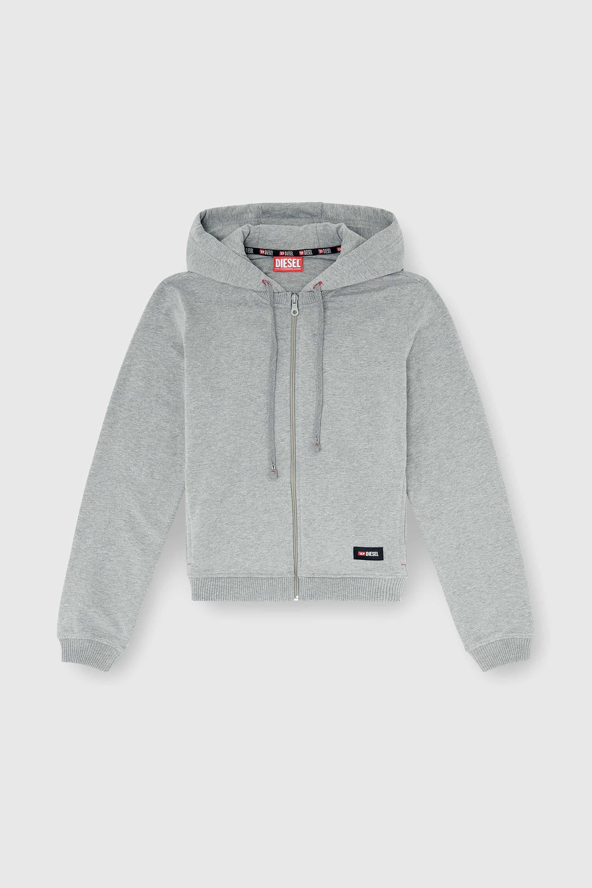 Diesel - HARRIET-D-CORE, Sweat &agrave; capuche en m&eacute;lange de coton gratt&eacute; Femme in Gris - 2