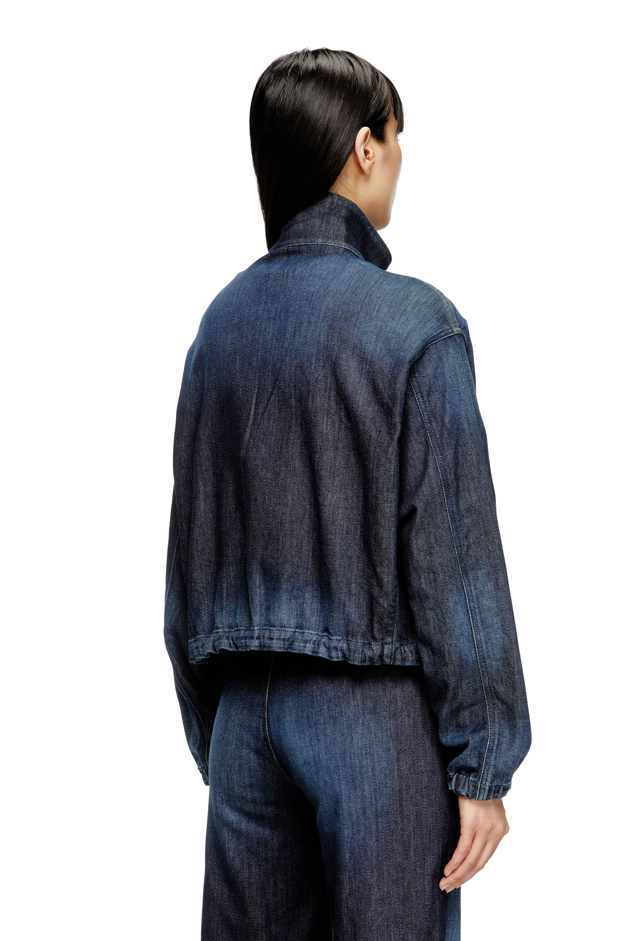 Diesel - DE-SANDERZ JOGG, Veste en JoggJeans avec col montant Femme in Bleu - 4