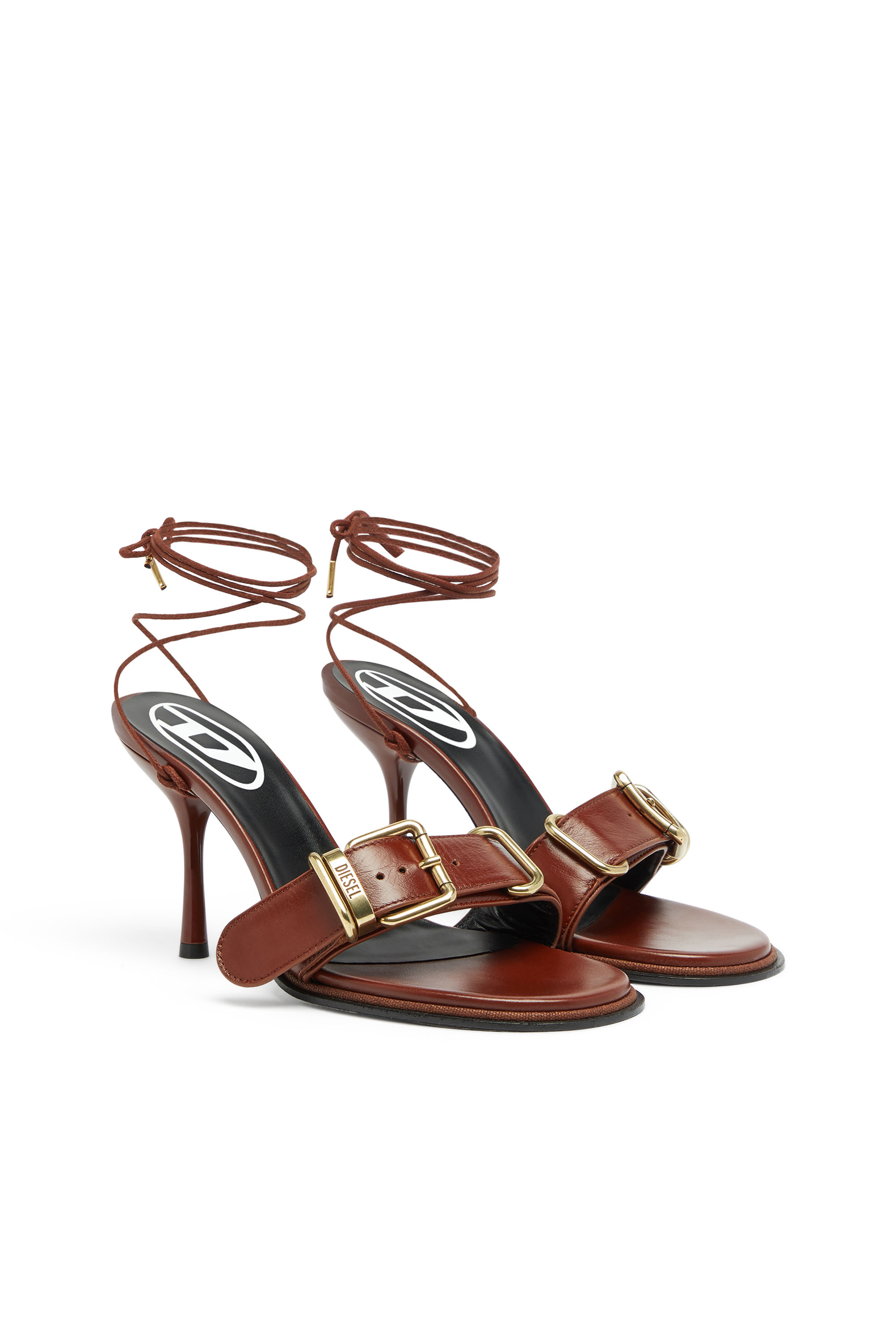 Diesel - D-COCCO-90-SA, Woman's D-Cocco-Ankle-wrap sandals in leather in Brown - 2