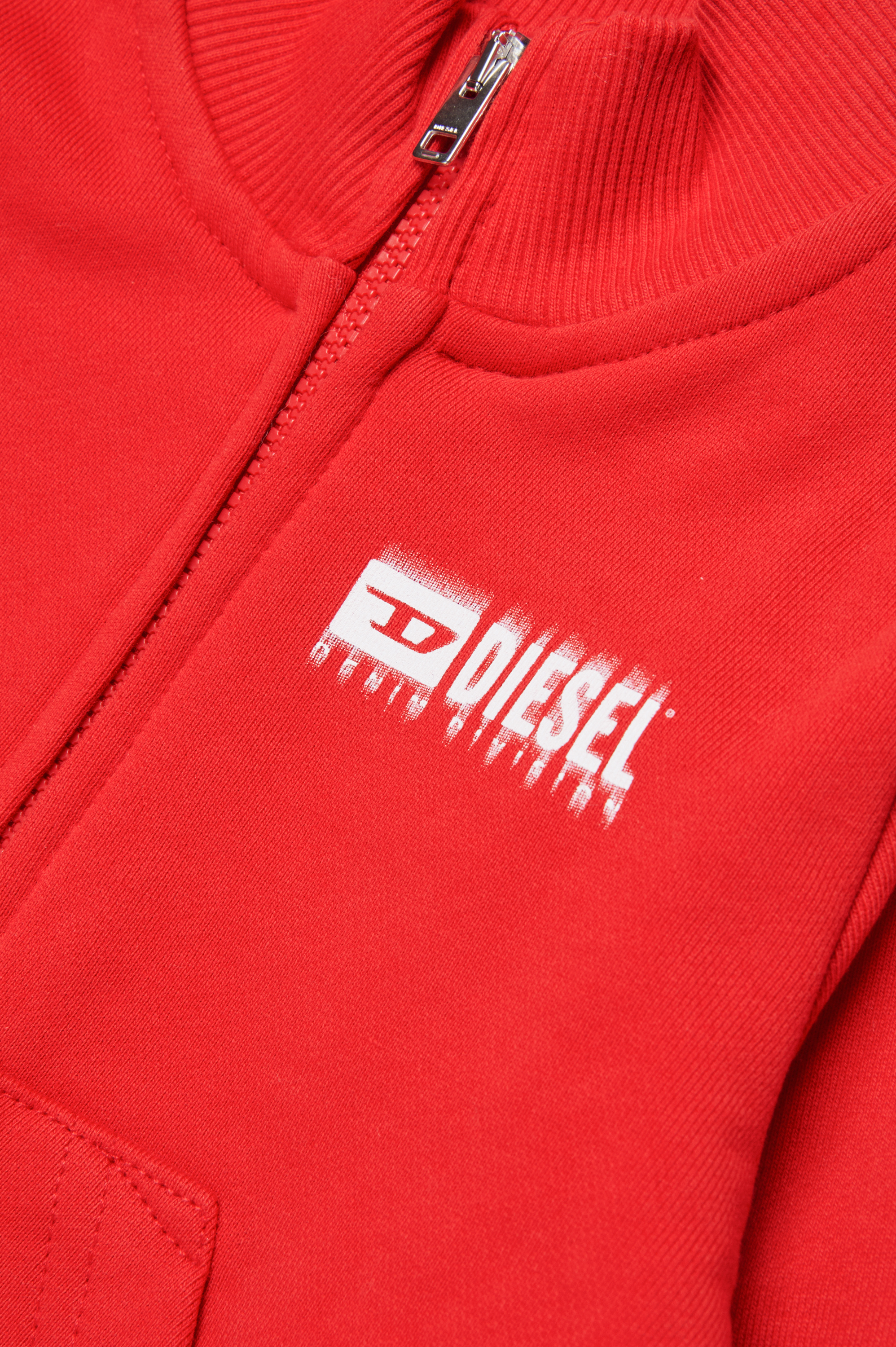 Diesel - SVOUGZIPALB, Mixte Sweat-shirt zippé avec logo taché in Rouge - Image 4