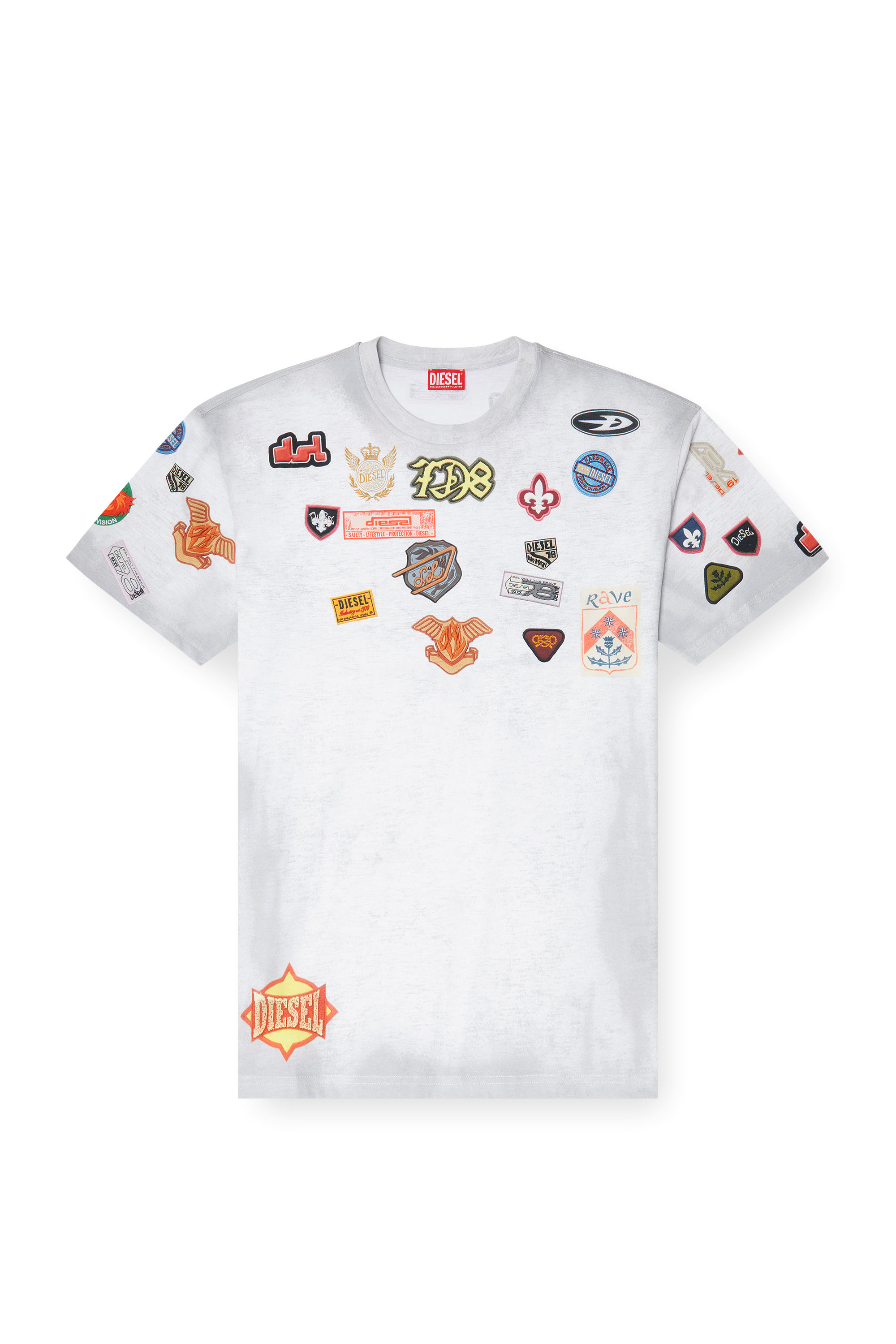 Diesel - T-BOXT-AA6, T-shirt en coton avec imprim&eacute; patchs all-over Homme in ToBeDefined - 2