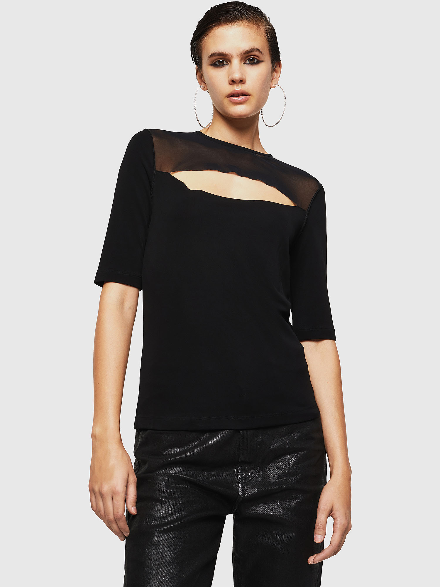 TWISS Women Cutout top in jersey and mesh Diesel Black Gold