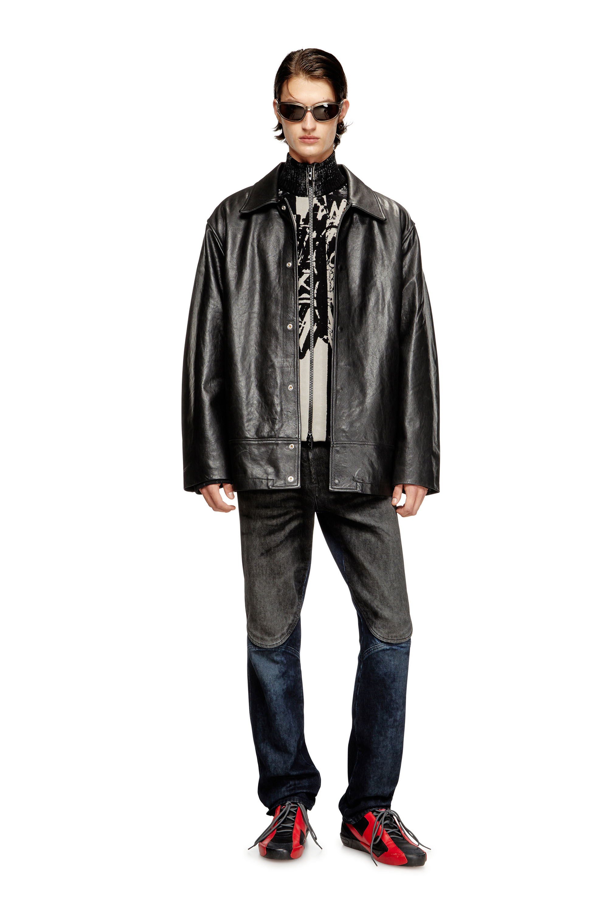 Diesel - L-JESS, Veste en cuir matelassée Homme in Noir - 2