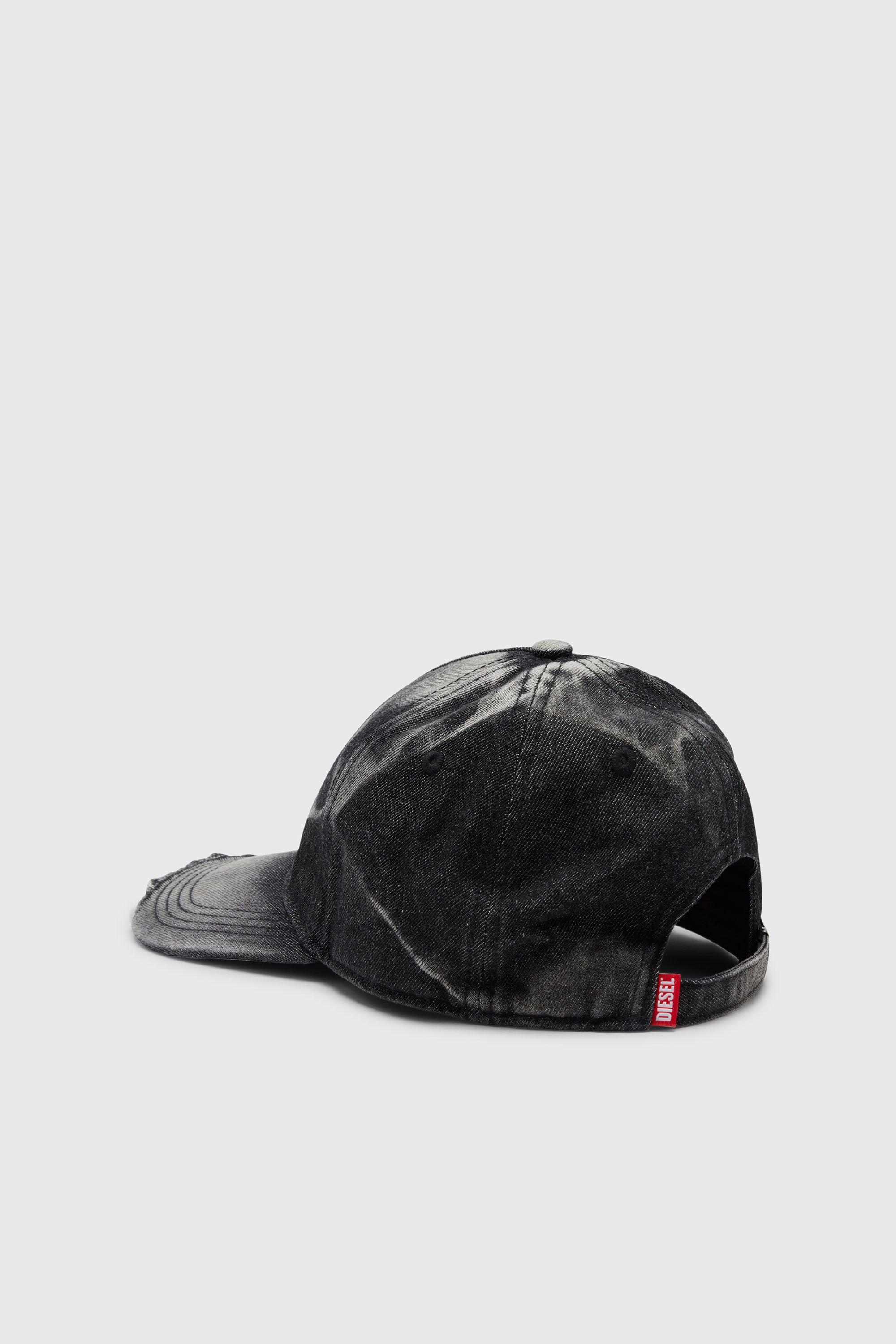 Diesel - C-SEYMON-BLACK, Man's Baseball cap in destroyed denim in Black - 2