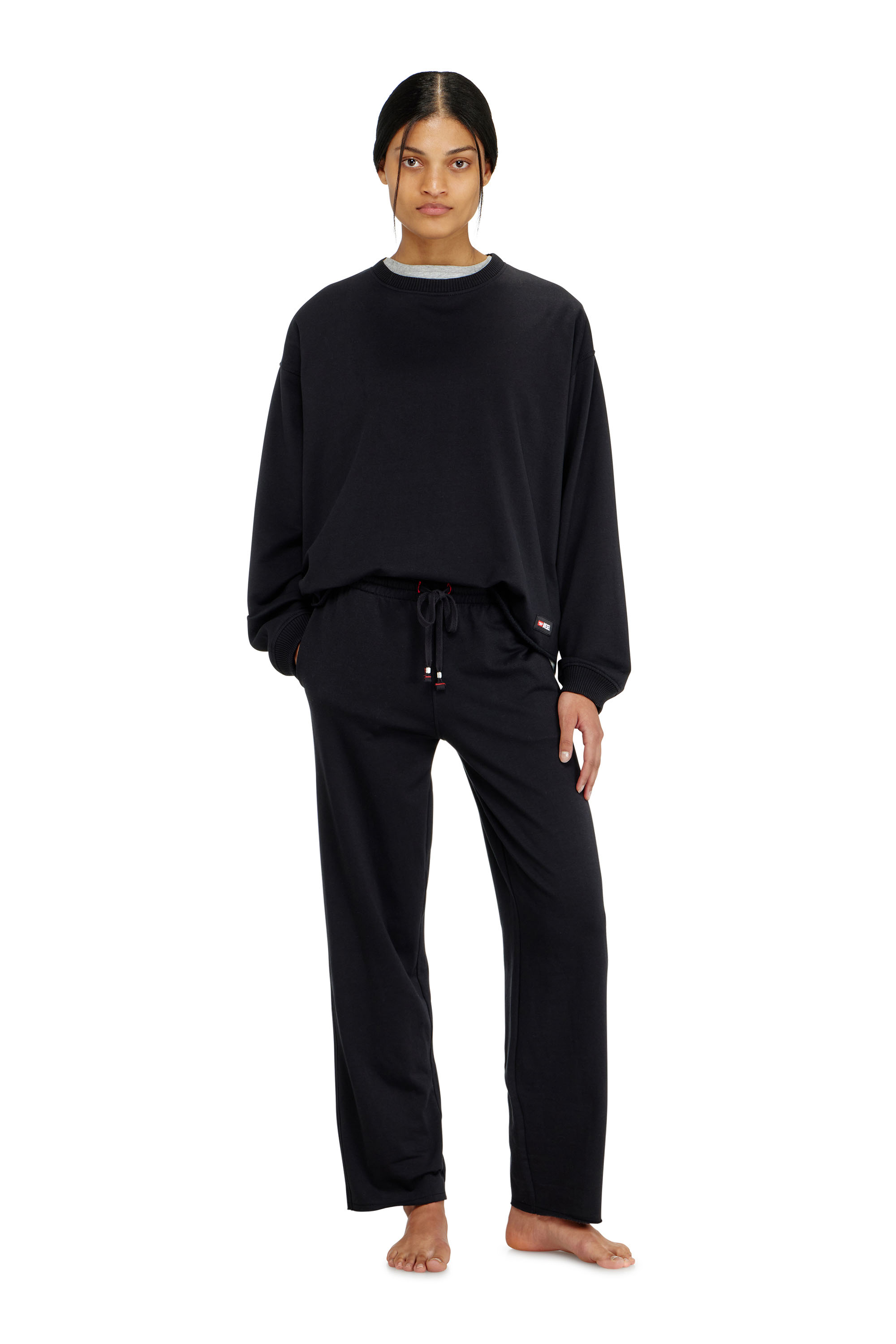 Diesel - INDRA-D-CORE, Pantalon de jogging gratt&eacute; avec ourlets francs Femme in Noir - 1