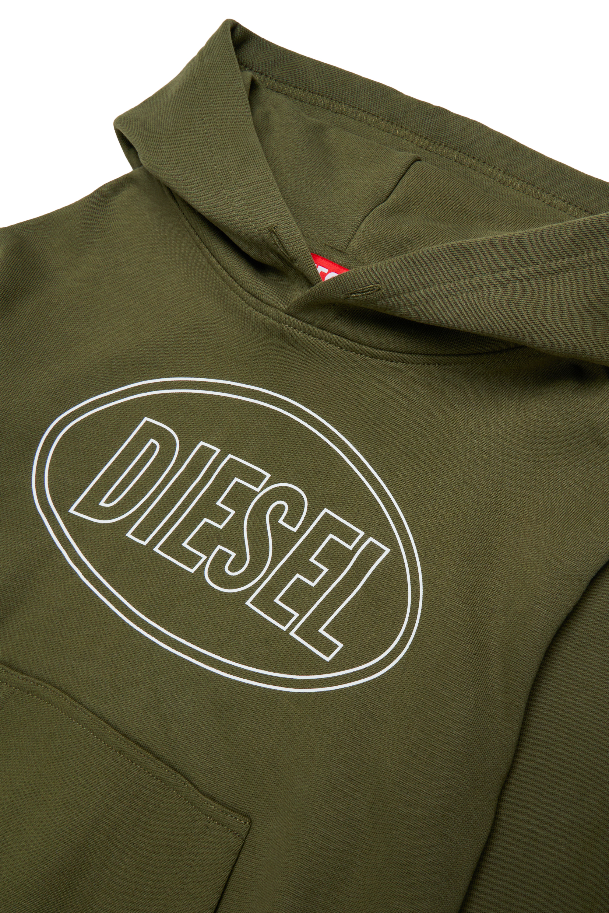 Diesel - SCIRCLEHOOD OVER, Sweat &agrave; capuche avec imprim&eacute; logo Diesel Homme in Vert - 3