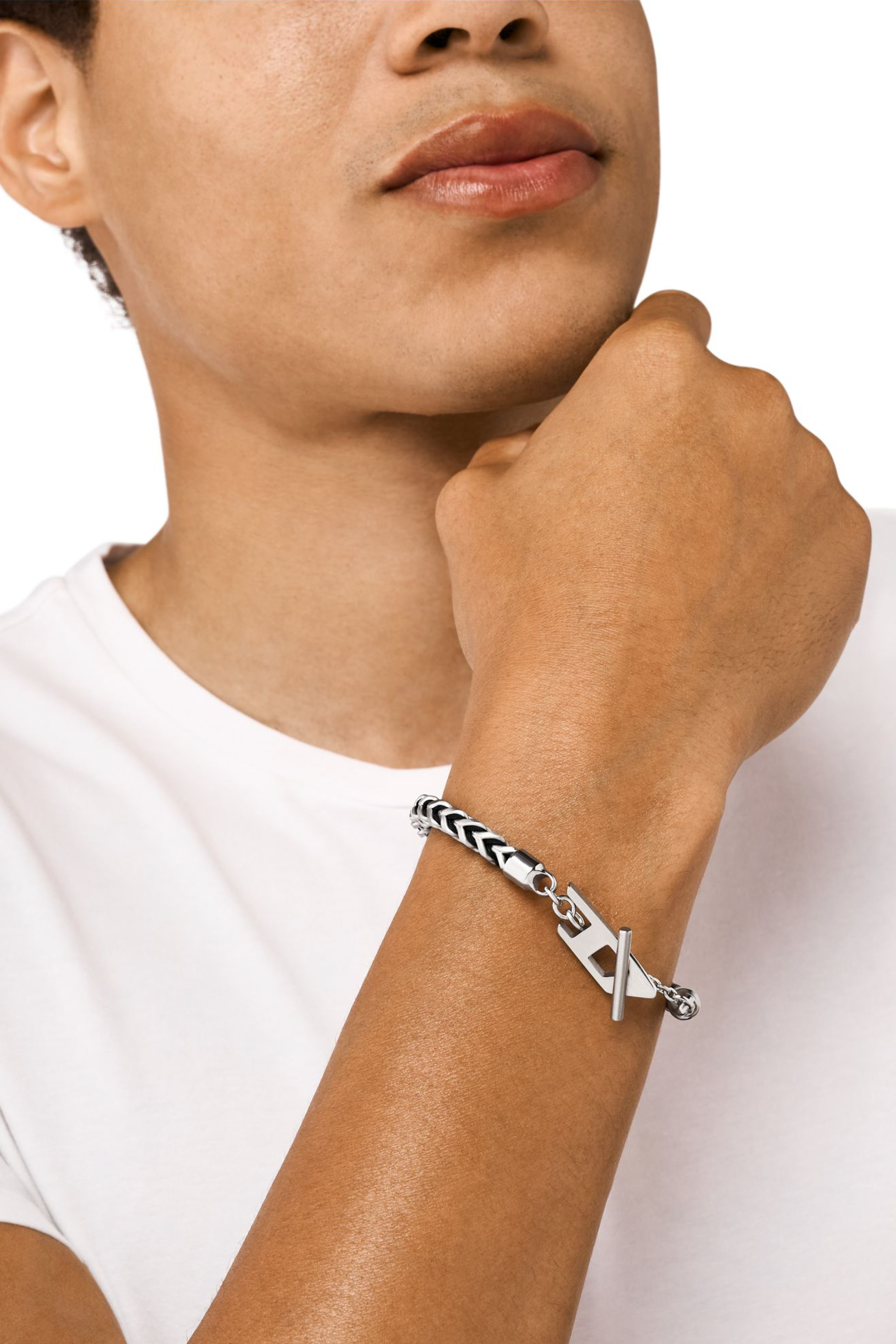 Diesel - DX1540040, Bracelet chaîne tressé en acier inoxydable Mixte in Gris argenté - 3