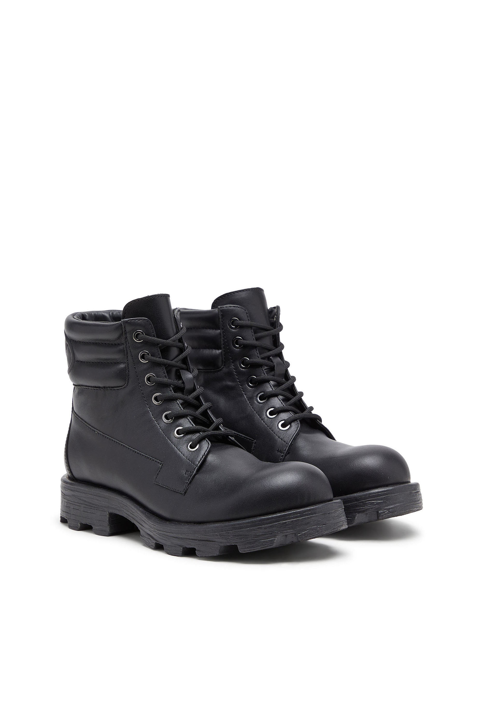 Diesel - D-HAMMER LACE UP, D-Hammer - Bottines de combat en cuir Homme in Noir - 2