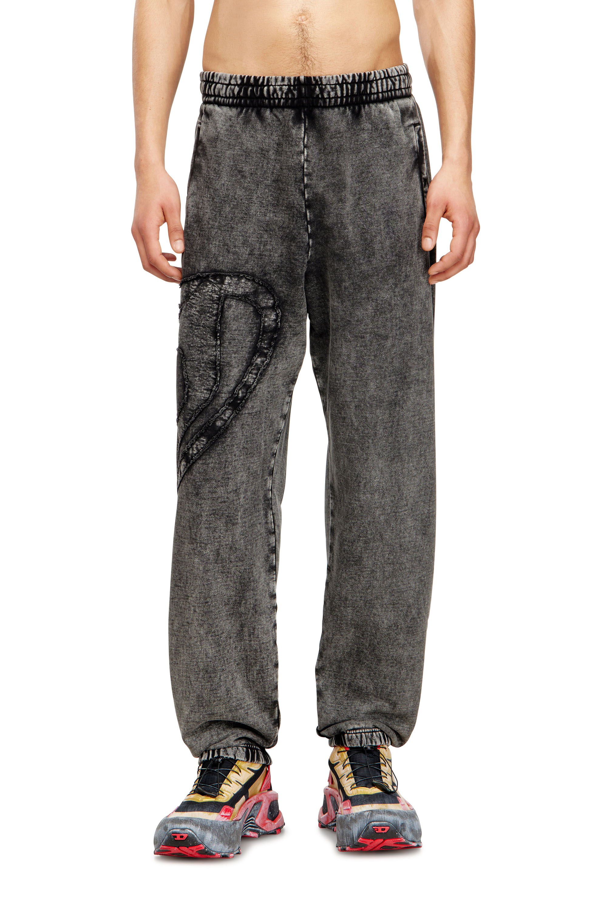 Diesel - P-MARKY-DEN, Pantalon de surv&ecirc;tement en coton biologique avec &eacute;cusson Oval D Homme in Gris - 3