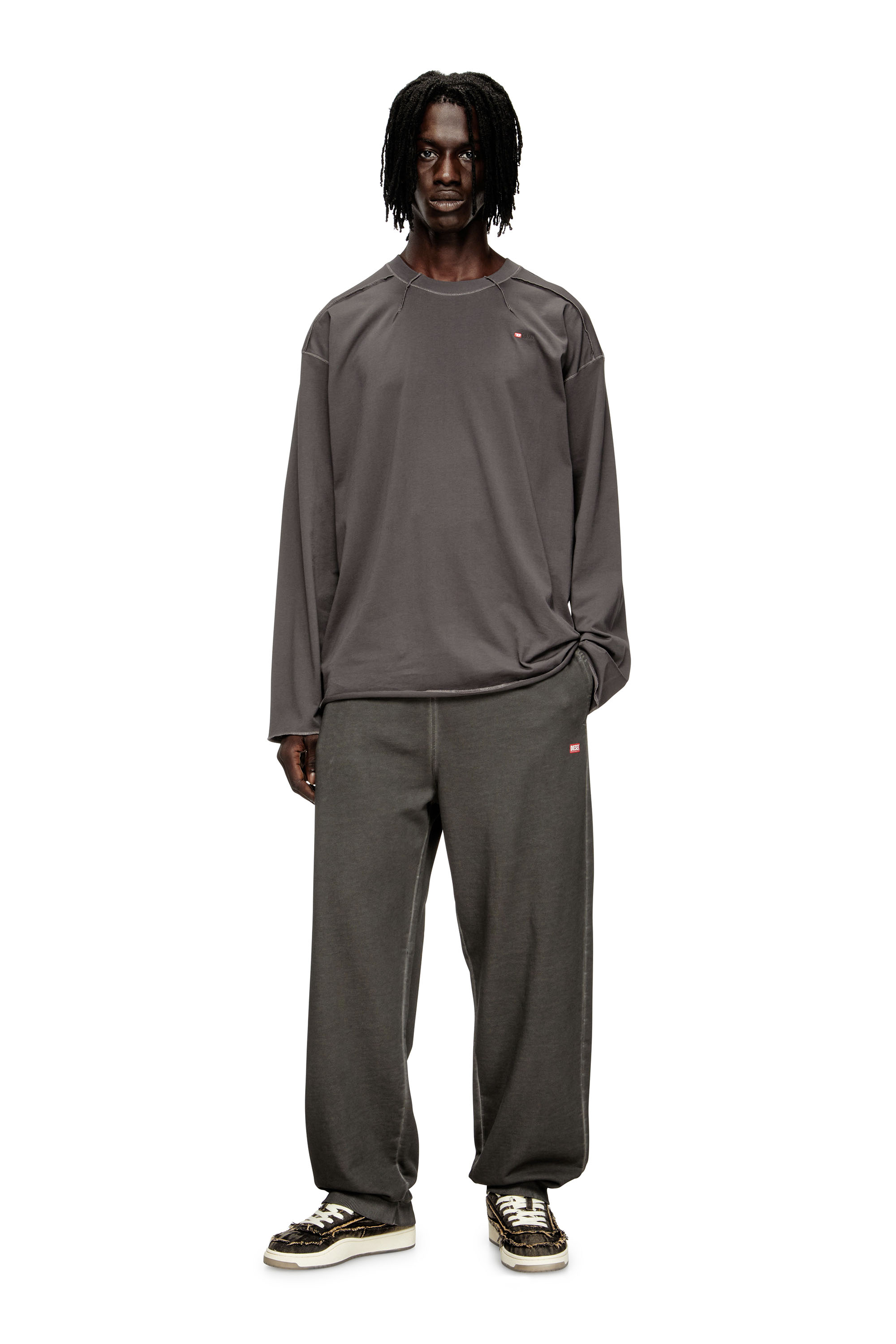 Diesel - T-CRAHOR-BOXT-LS-T1, T-shirt en coton Homme in Gris - 1