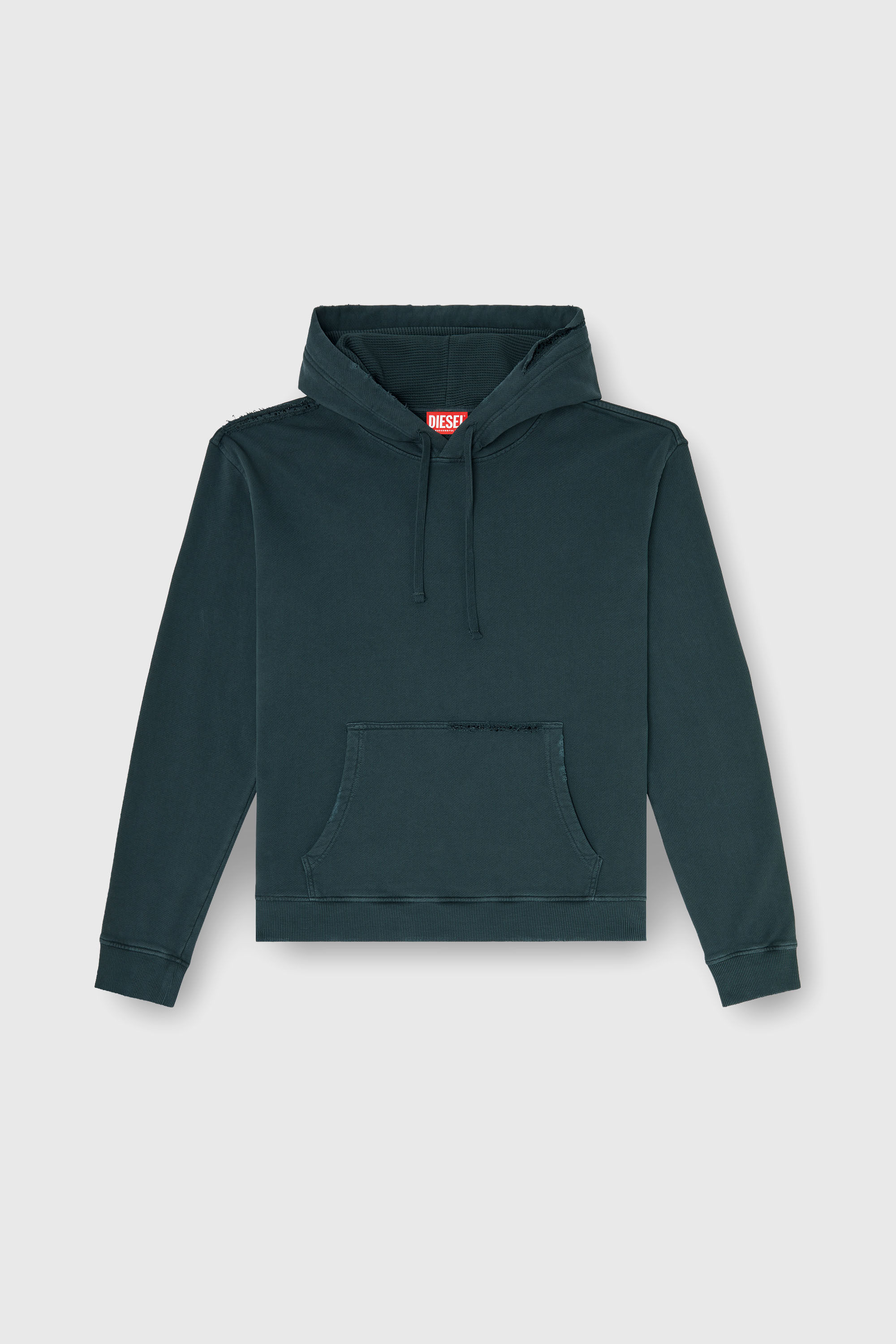 Diesel - S-NORM-HOOD-CRYSTALS, Sweat &agrave; capuche avec d&eacute;chirures et d&eacute;tails en cristal Homme in Vert - 2