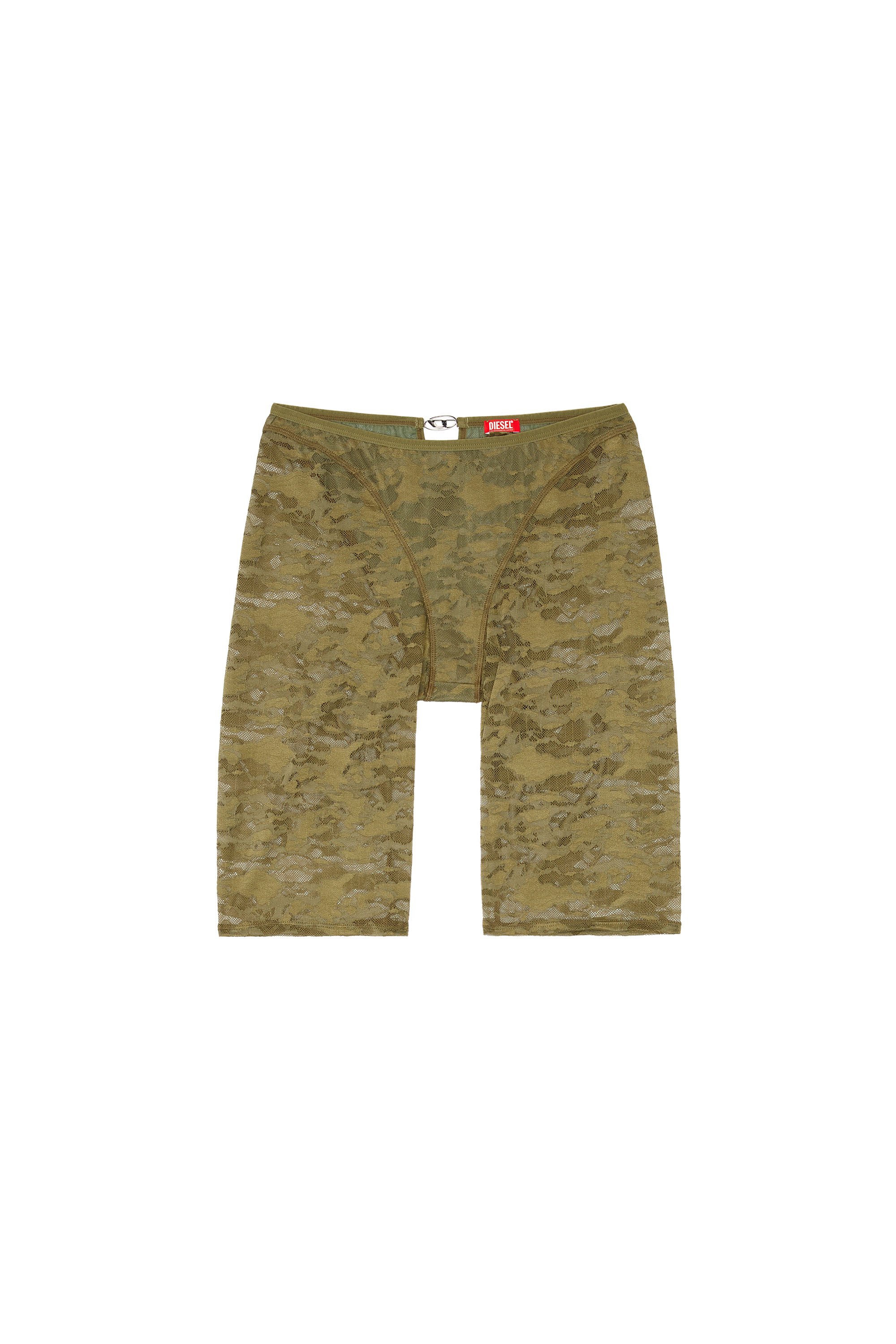 Diesel - UFLB-D-OVAL-LACE-SHORT, Short en dentelle camouflage avec plaque Oval D Femme in Vert - 4