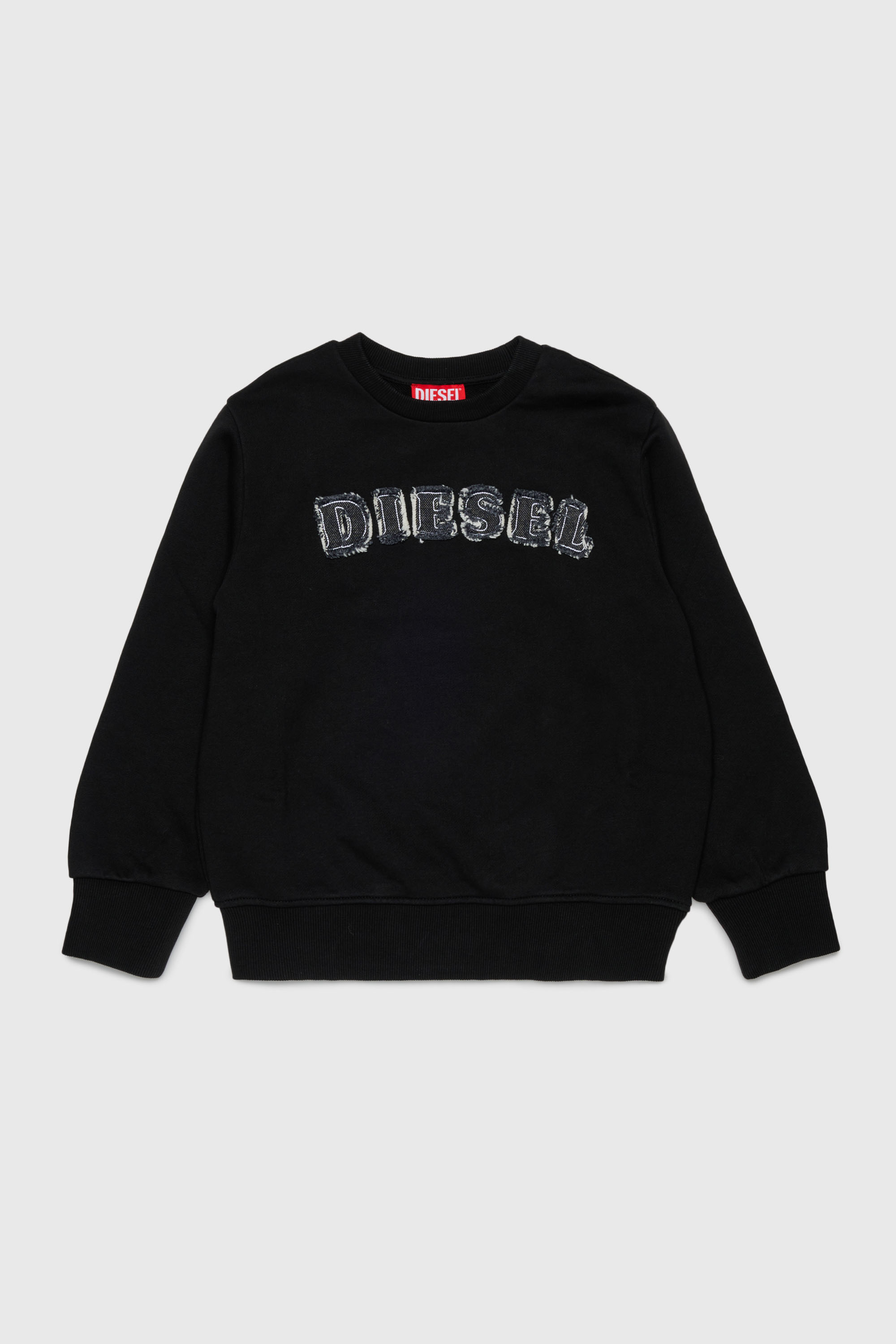 Diesel - SJEANS OVER, Sweatshirt avec lettres de logo effiloch&eacute;es Homme in Noir - 1