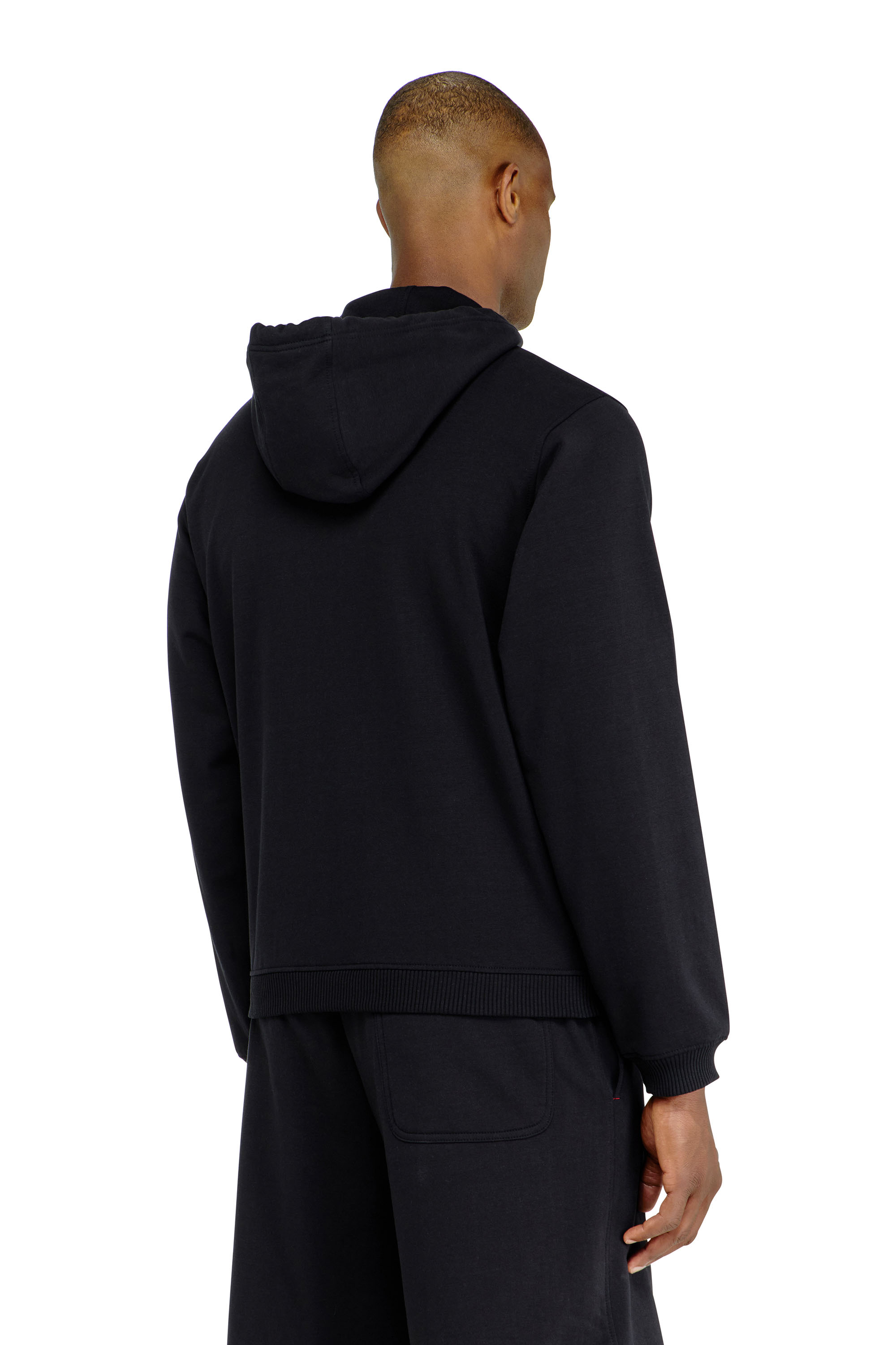 Diesel - JOY-D-CORE, Man's Hoodie in peached cotton blend in Black - 3