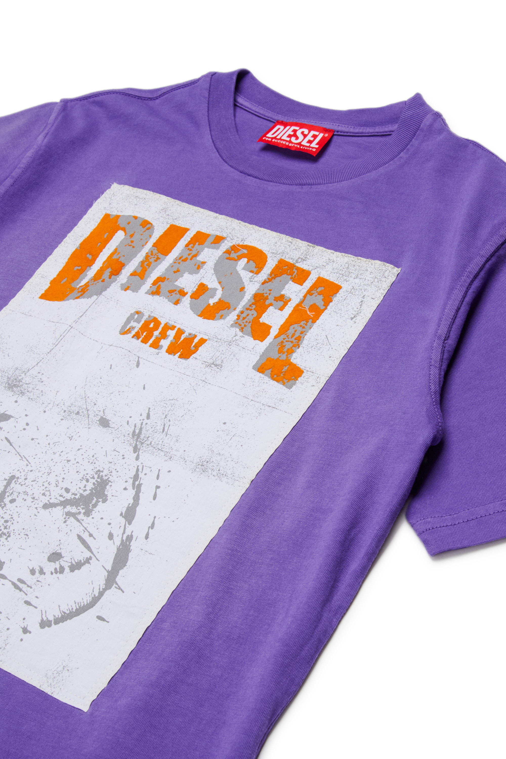 Diesel - TBERS OVER, T-shirt en coton avec imprim&eacute; graphique Diesel floqu&eacute; Homme in Violet - 3