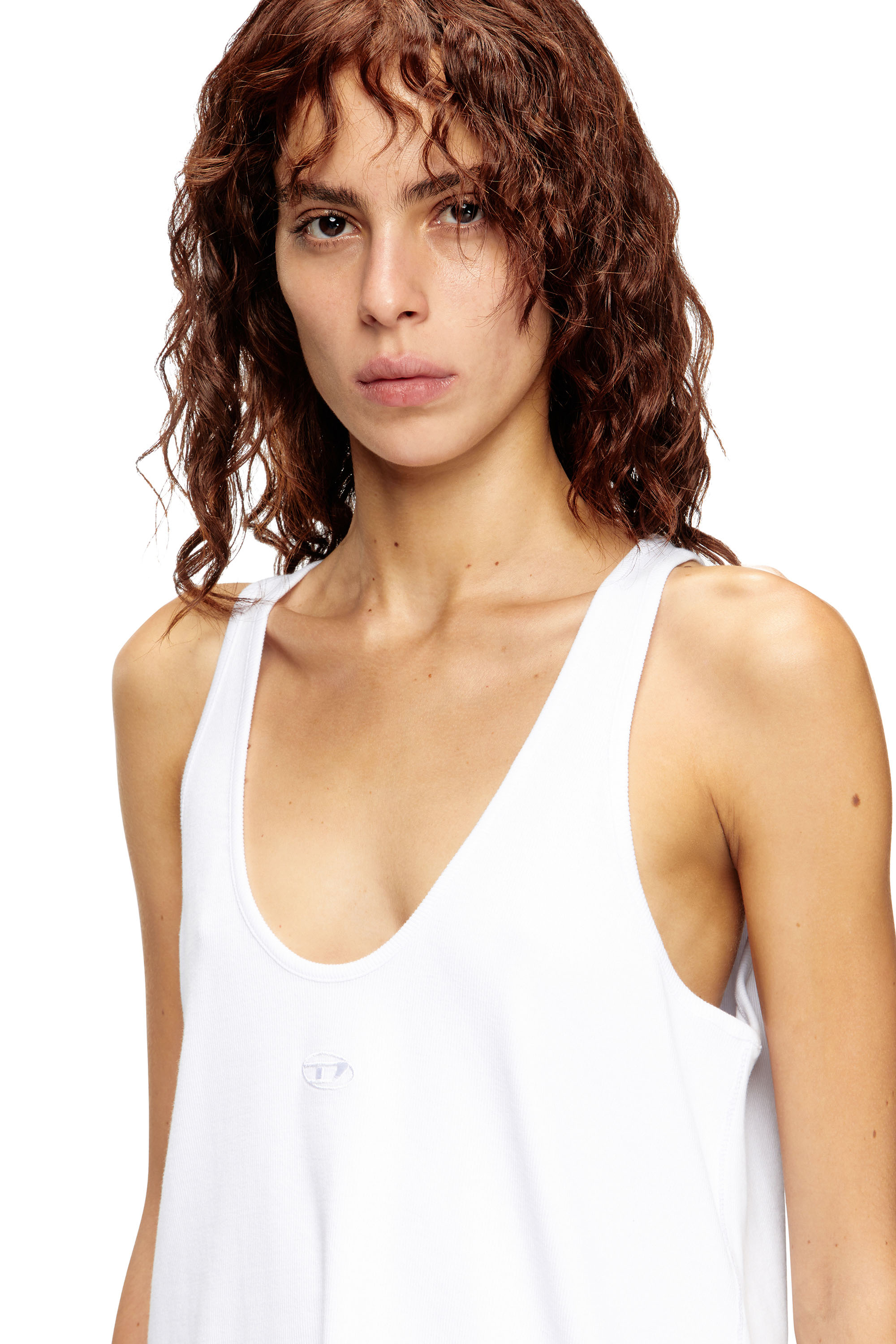Diesel - T-IPSYA-LKDS, Débardeur côtelé avec Oval D Femme in Blanc - 5